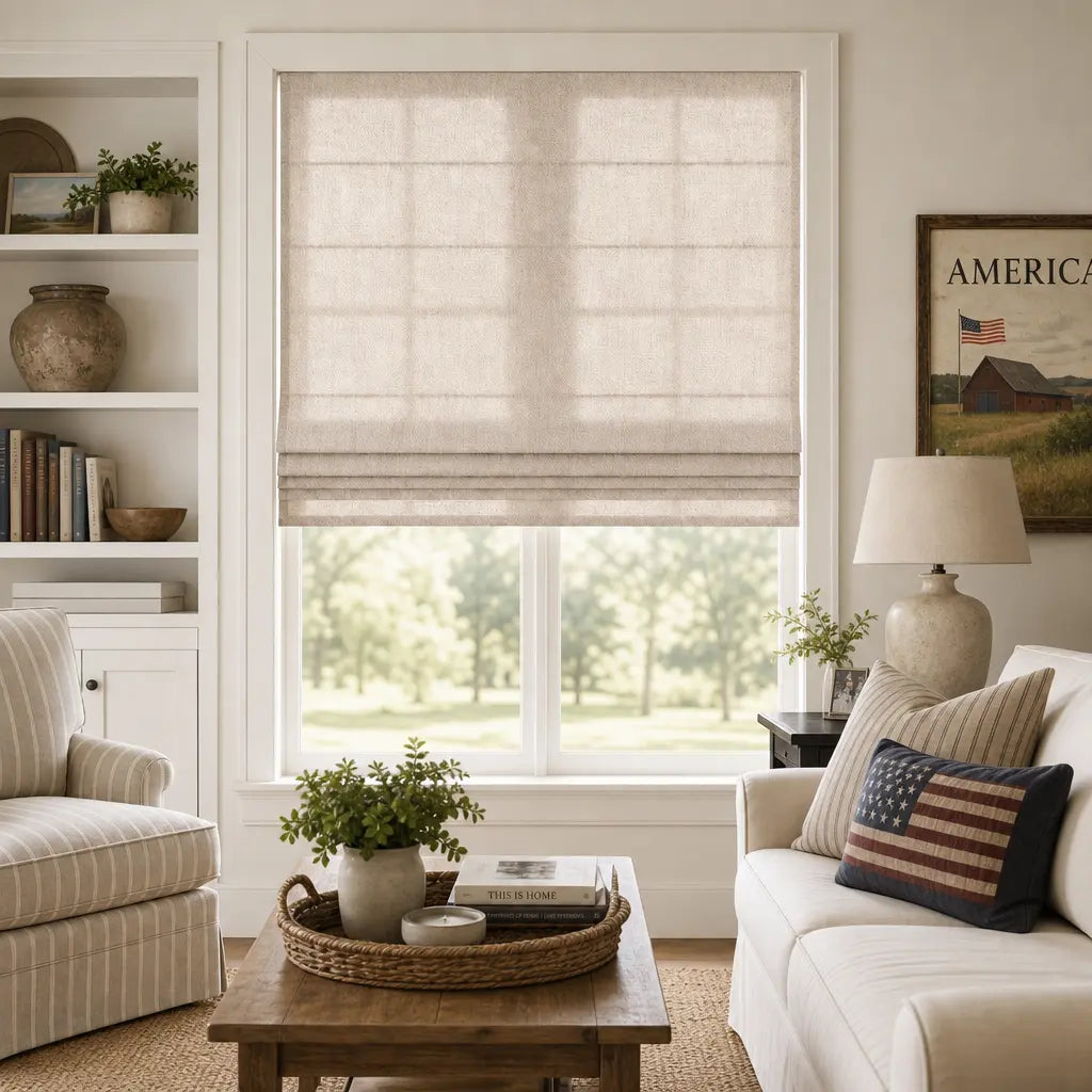 Custom Linen Blend Roman Shades – Light Filtering – product image 4