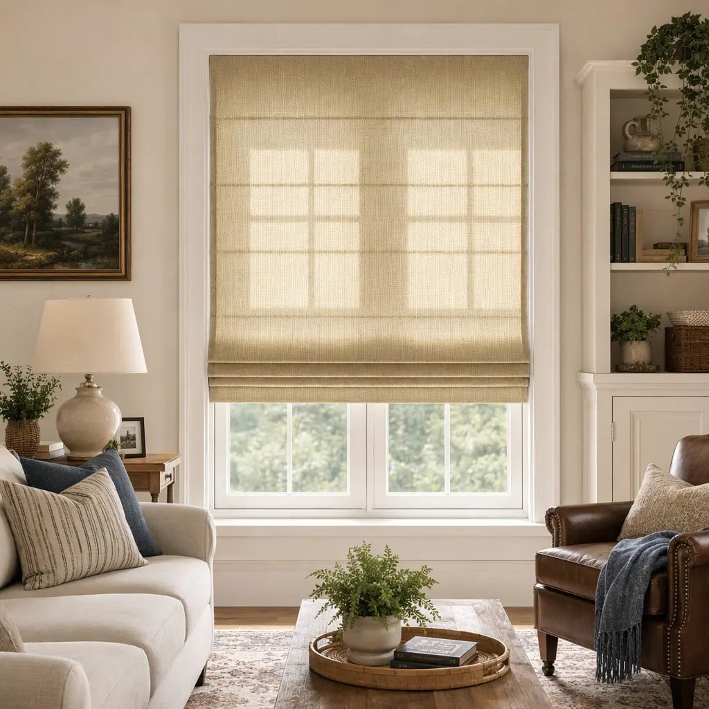 Custom Linen Blend Roman Shades – Light Filtering