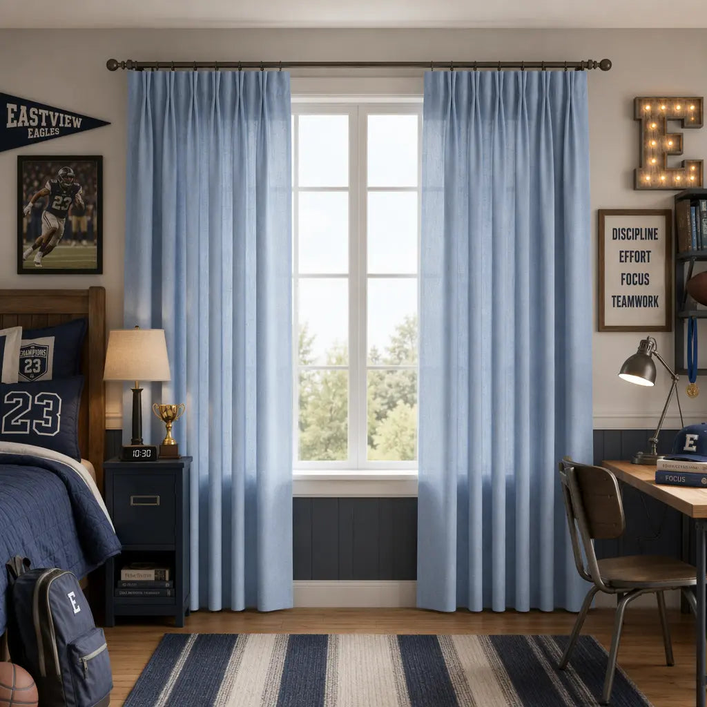 Custom Linen Blend Curtains for Bedrooms – Semi-Blackout – product image 4