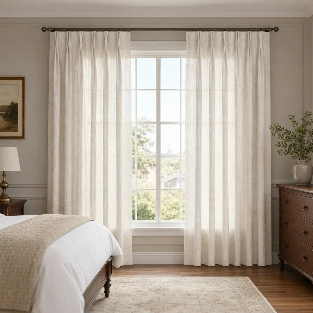 Custom Linen Blend Curtains for Bedrooms – Semi-Blackout – color 1038-A01