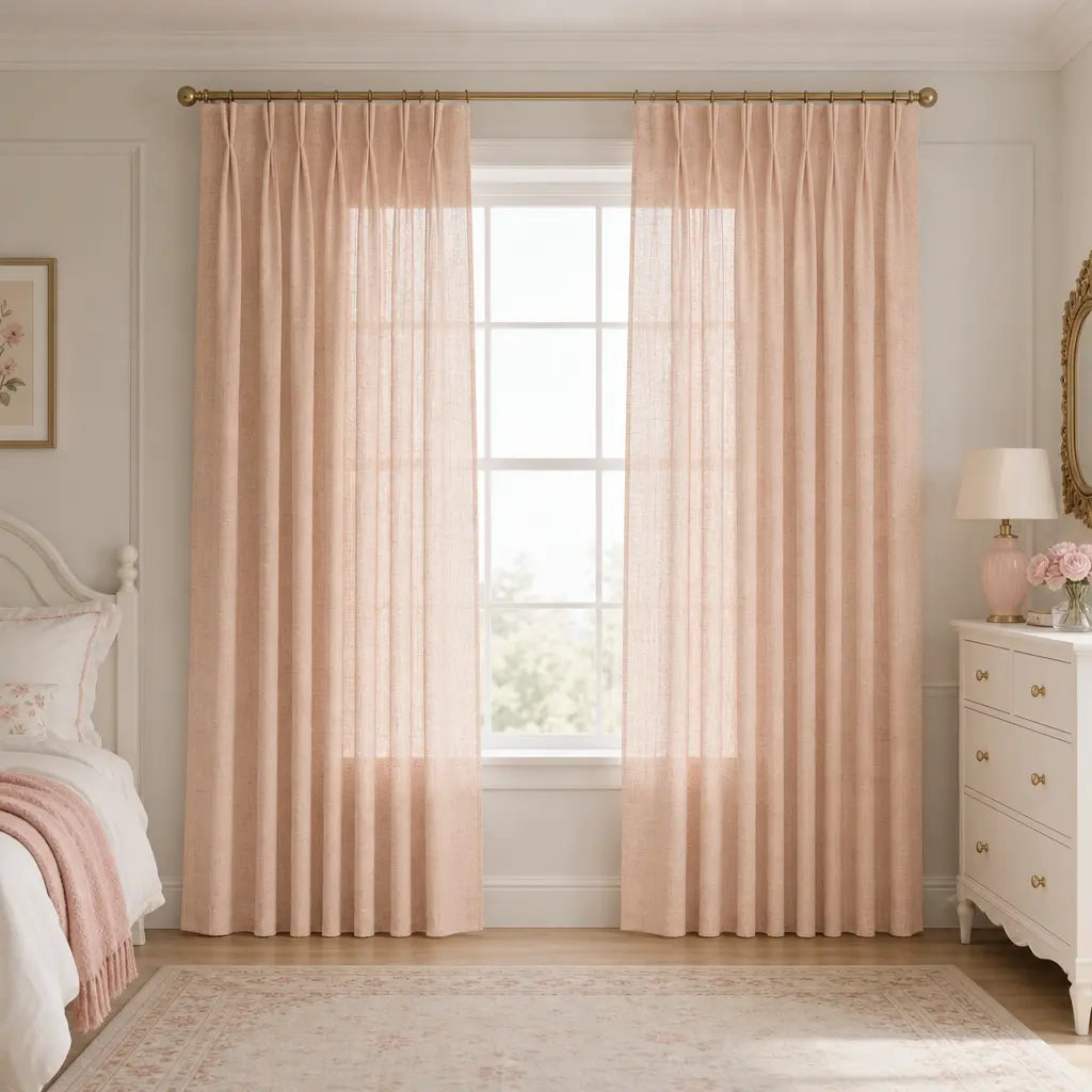 Custom Linen Blend Curtains for Bedrooms – Semi-Blackout – color 1038-A03