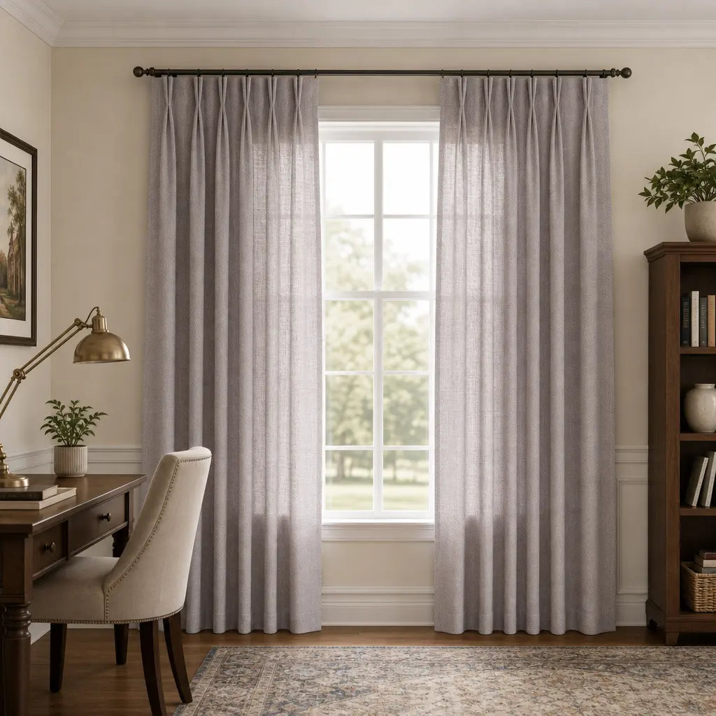 Custom Linen Blend Curtains for Bedrooms – Semi-Blackout – color 1038-A05