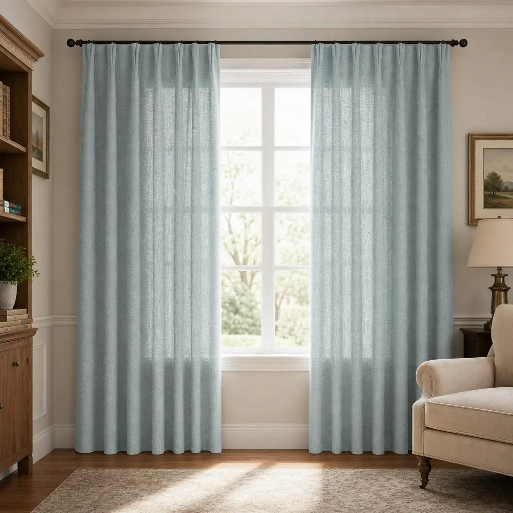 Custom Linen Blend Curtains for Bedrooms – Semi-Blackout – color 1038-A09