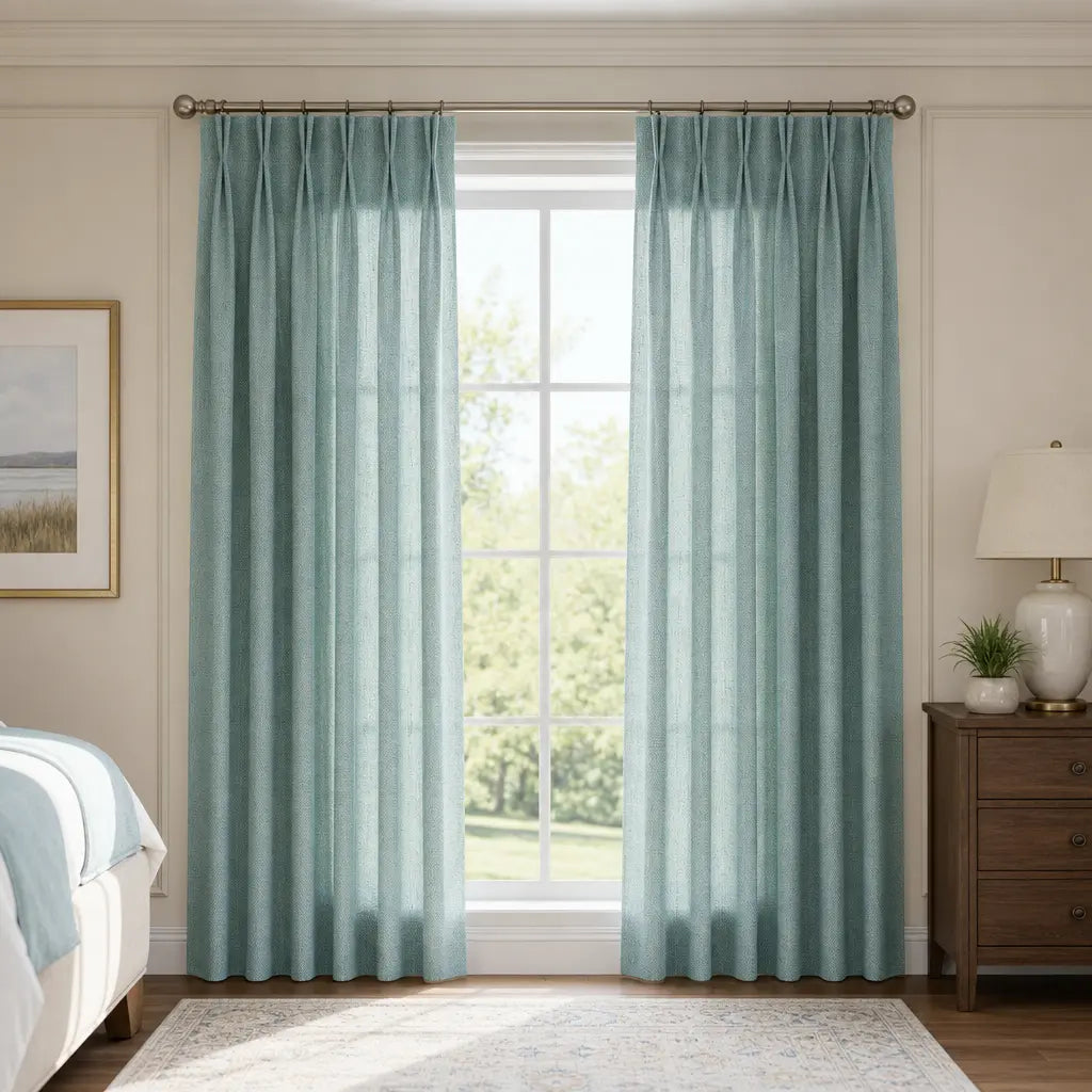 Custom Linen Blend Curtains for Bedrooms – Semi-Blackout – color 1038-A13