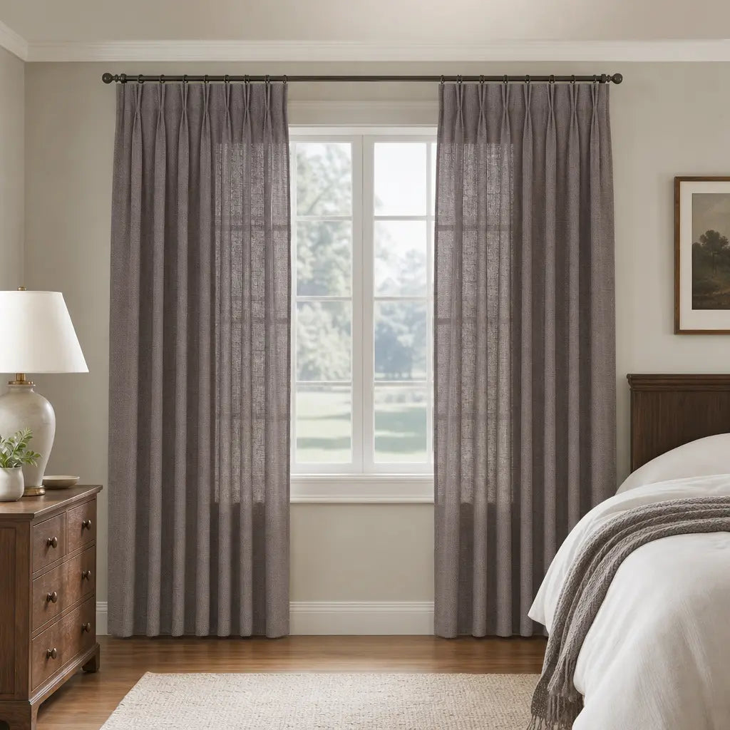 Custom Linen Blend Curtains for Bedrooms – Semi-Blackout – color 1038-A15