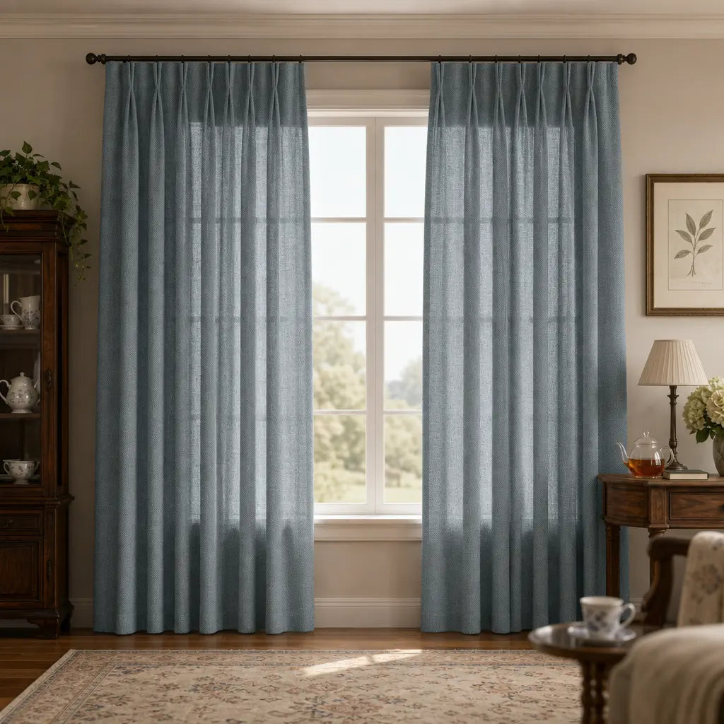 Custom Linen Blend Curtains for Bedrooms – Semi-Blackout – color 1038-A16