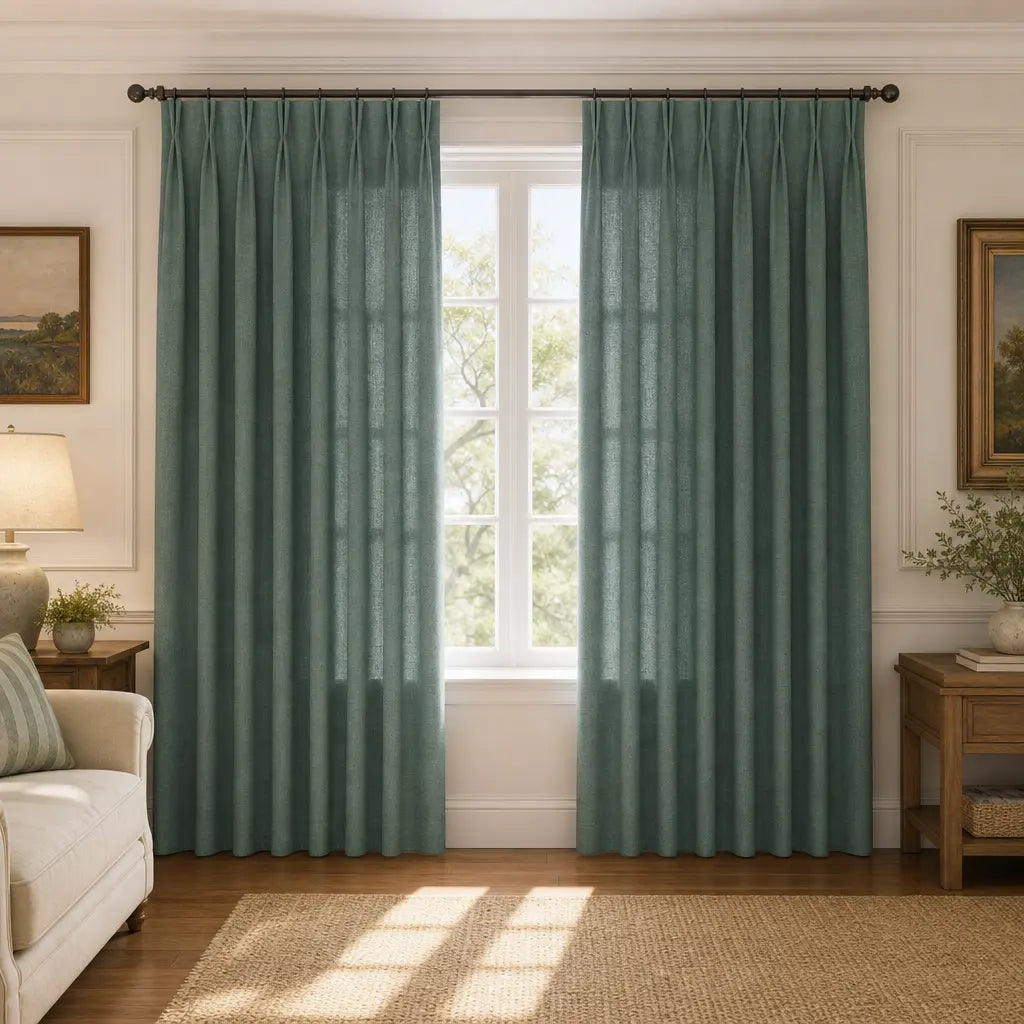 Custom Linen Blend Curtains for Bedrooms – Semi-Blackout – color 1038-A17