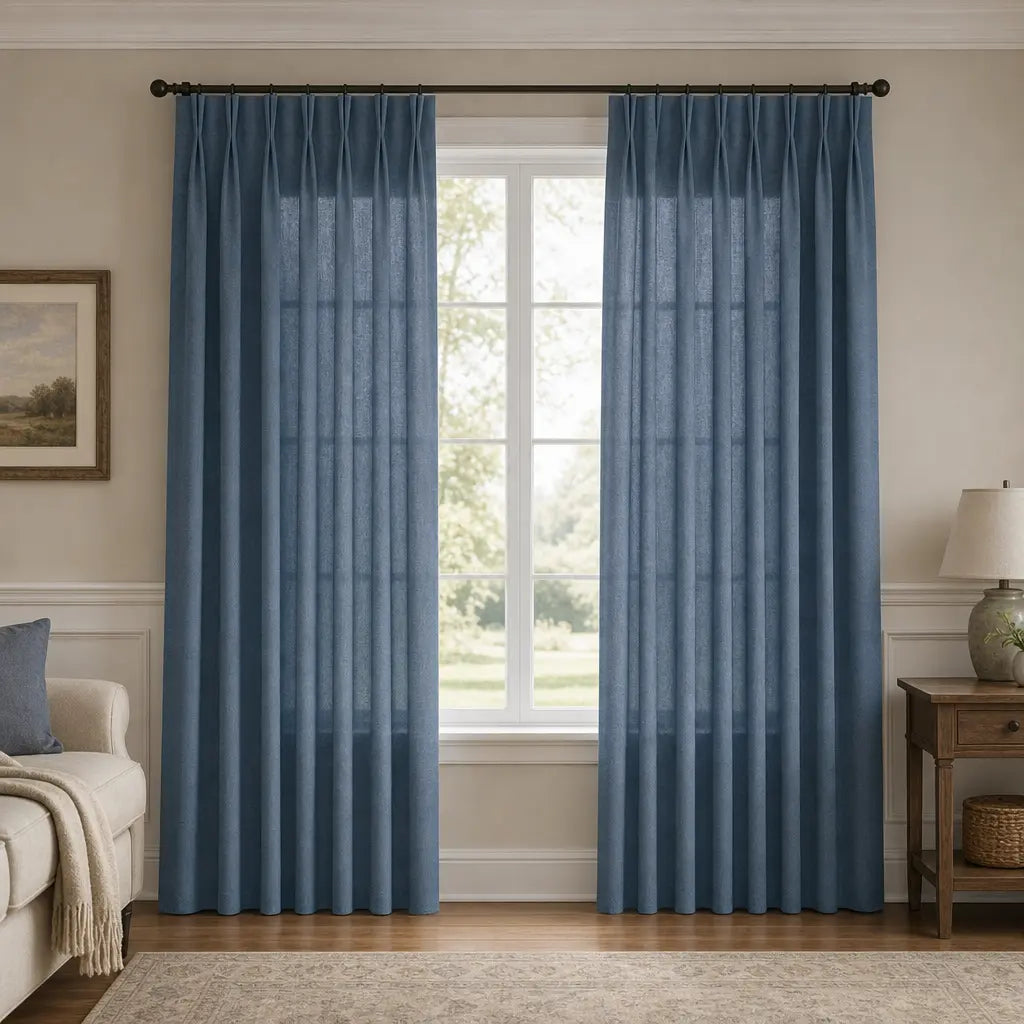 Custom Linen Blend Curtains for Bedrooms – Semi-Blackout – color 1038-A22