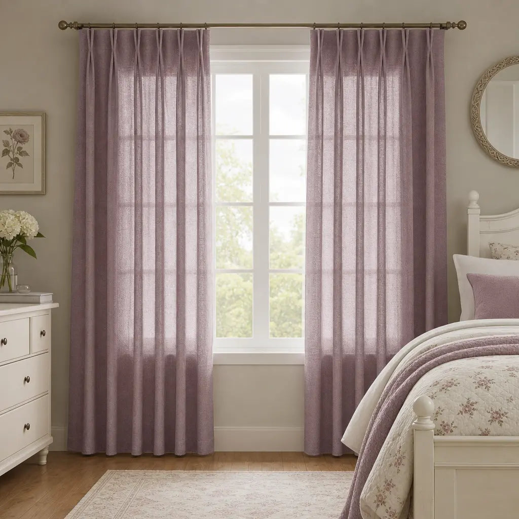 Custom Linen Blend Curtains for Bedrooms – Semi-Blackout – color 1038-A23