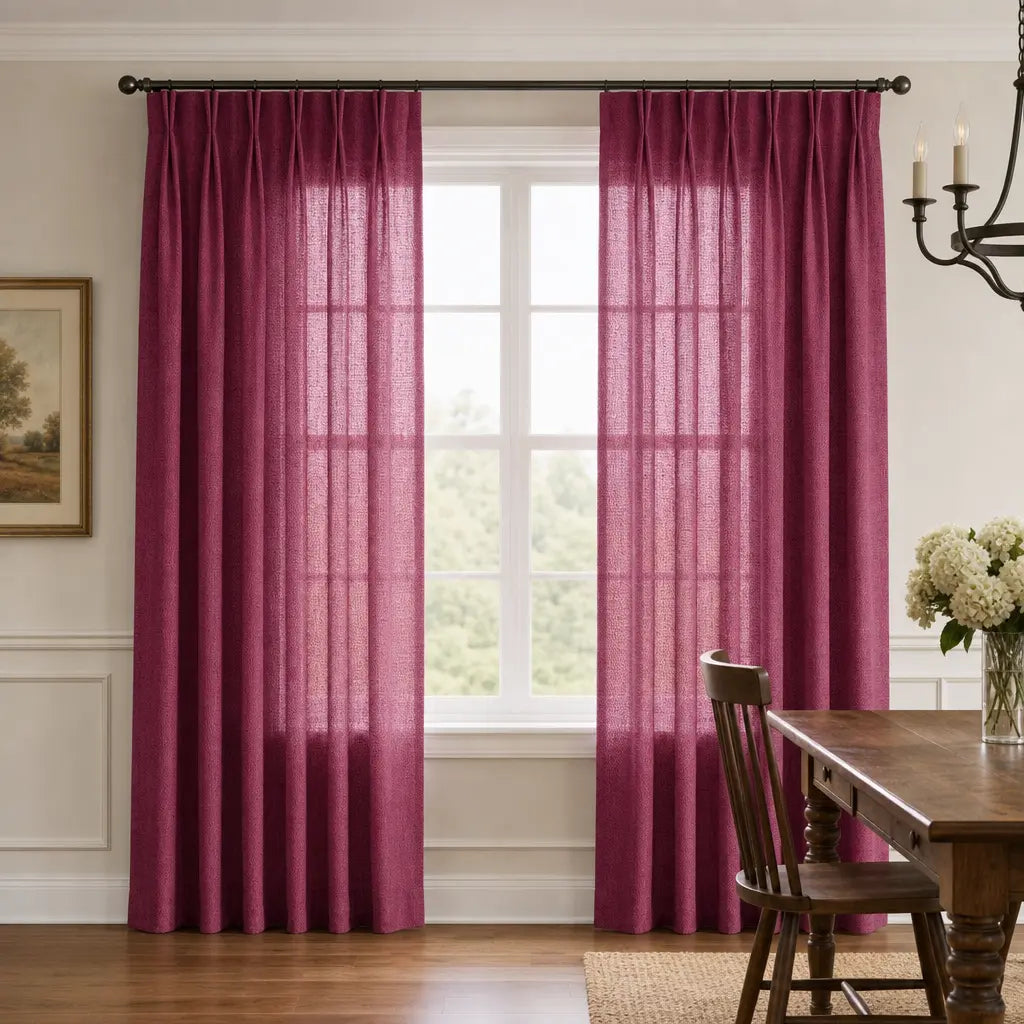 Custom Linen Blend Curtains for Bedrooms – Semi-Blackout – color 1038-A24