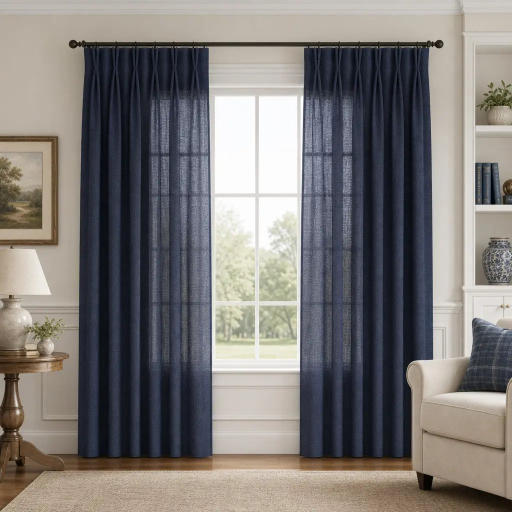 Custom Linen Blend Curtains for Bedrooms – Semi-Blackout – color 1038-A27