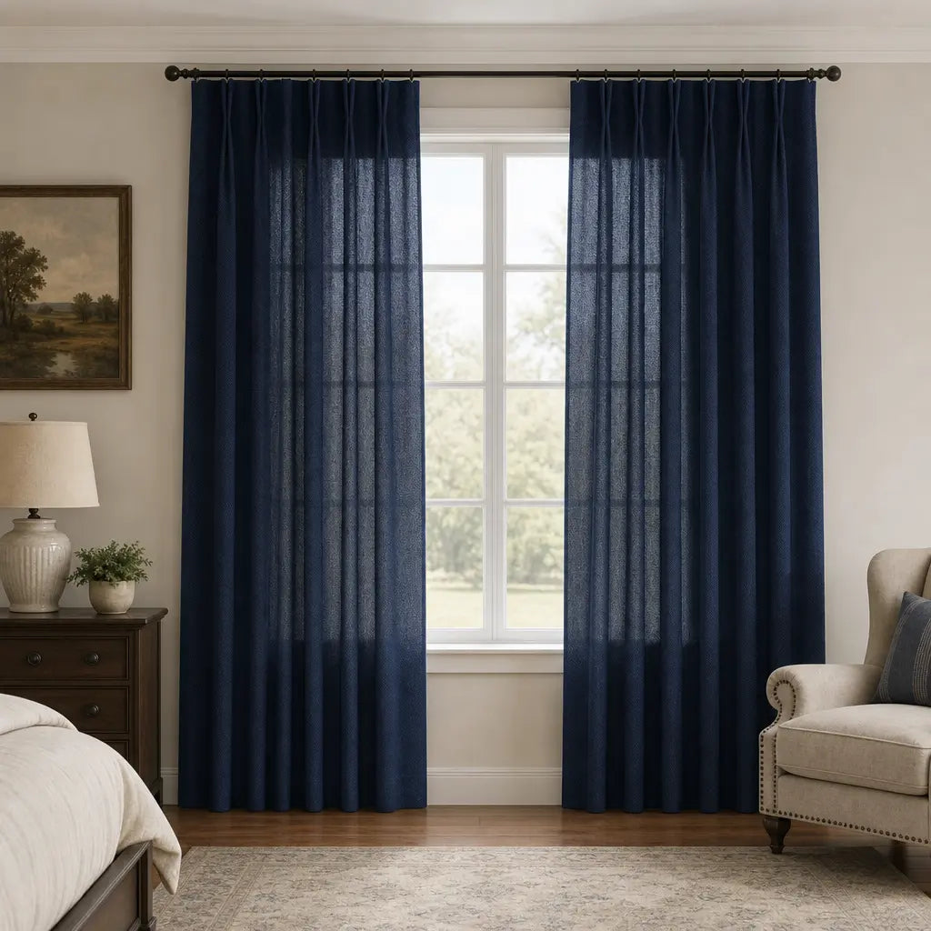 Custom Linen Blend Curtains for Bedrooms – Semi-Blackout – color 1038-A28