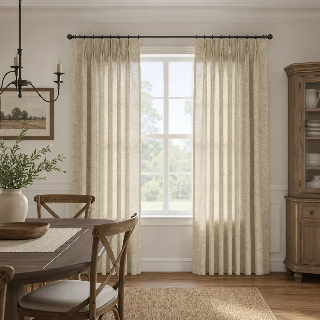 Custom Linen Blend Curtains for Living Rooms – Semi-Blackout – color 1038-B02