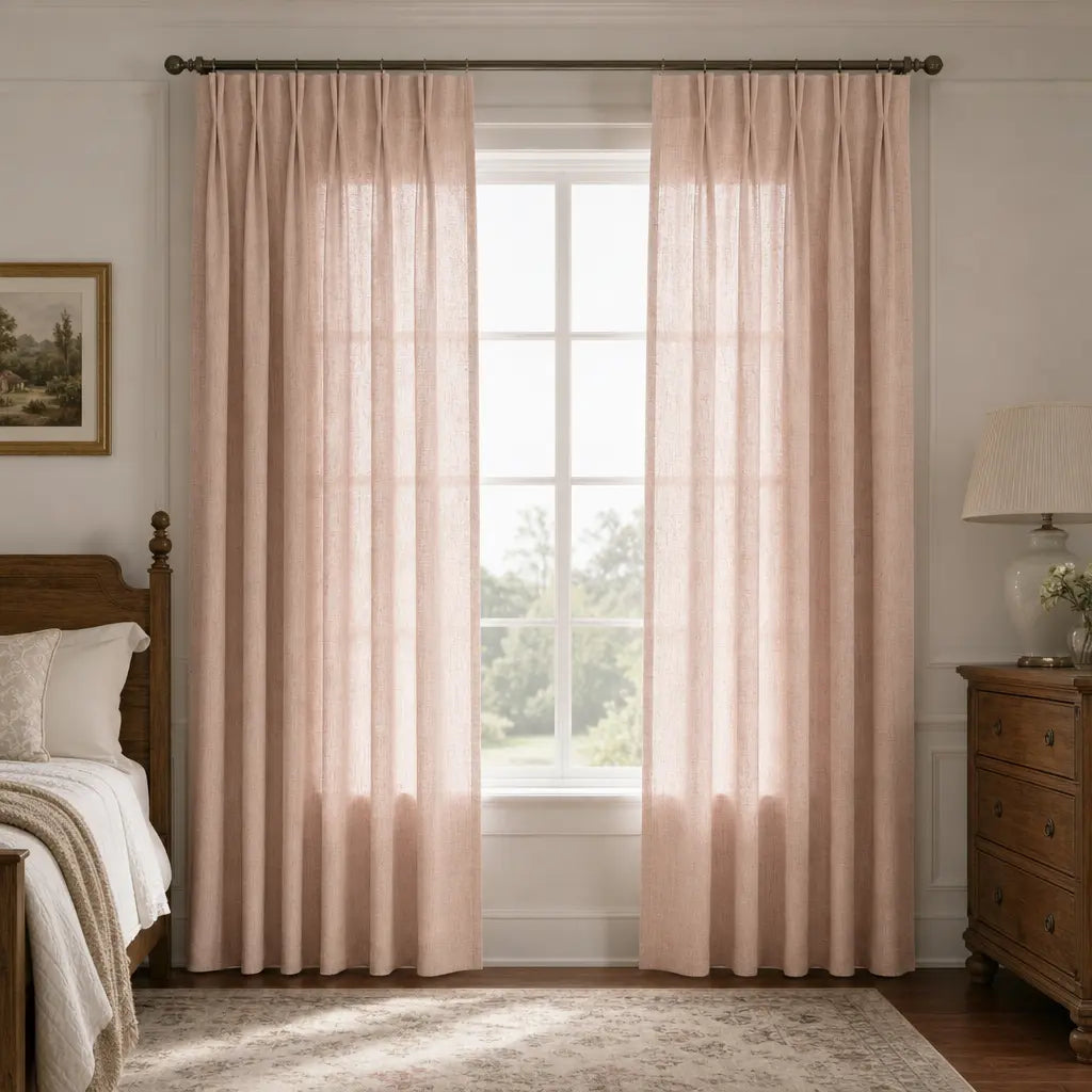 Custom Linen Blend Curtains for Living Rooms – Semi-Blackout – color 1038-B03