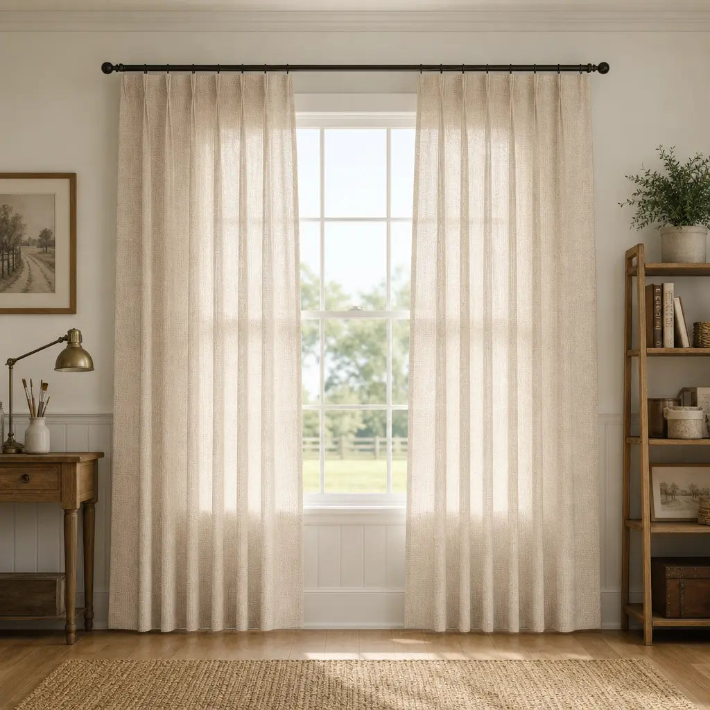 Custom Linen Blend Curtains for Living Rooms – Semi-Blackout – color 1038-B04