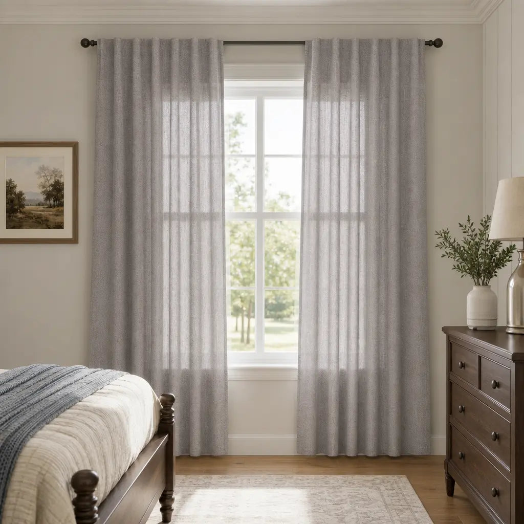 Custom Linen Blend Curtains for Living Rooms – Semi-Blackout – color 1038-B05