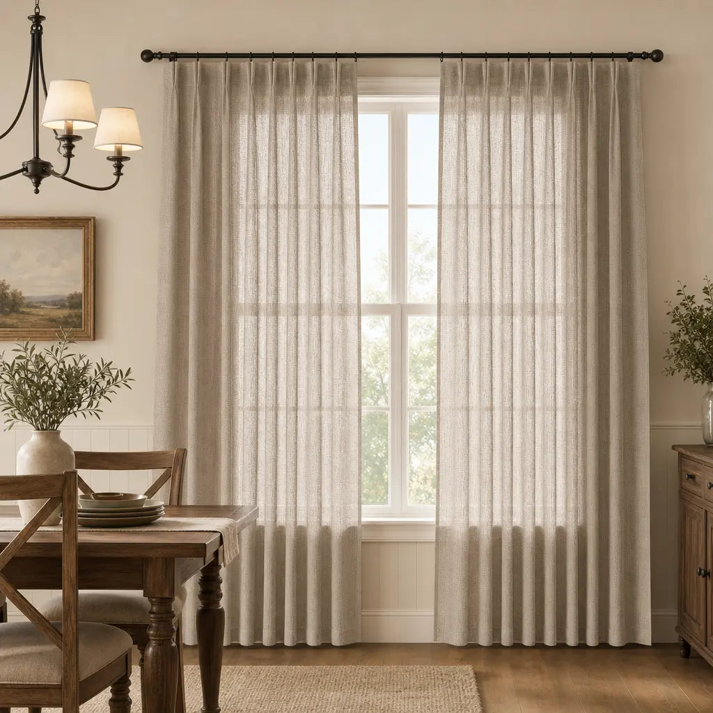 Custom Linen Blend Curtains for Living Rooms – Semi-Blackout – color 1038-B06