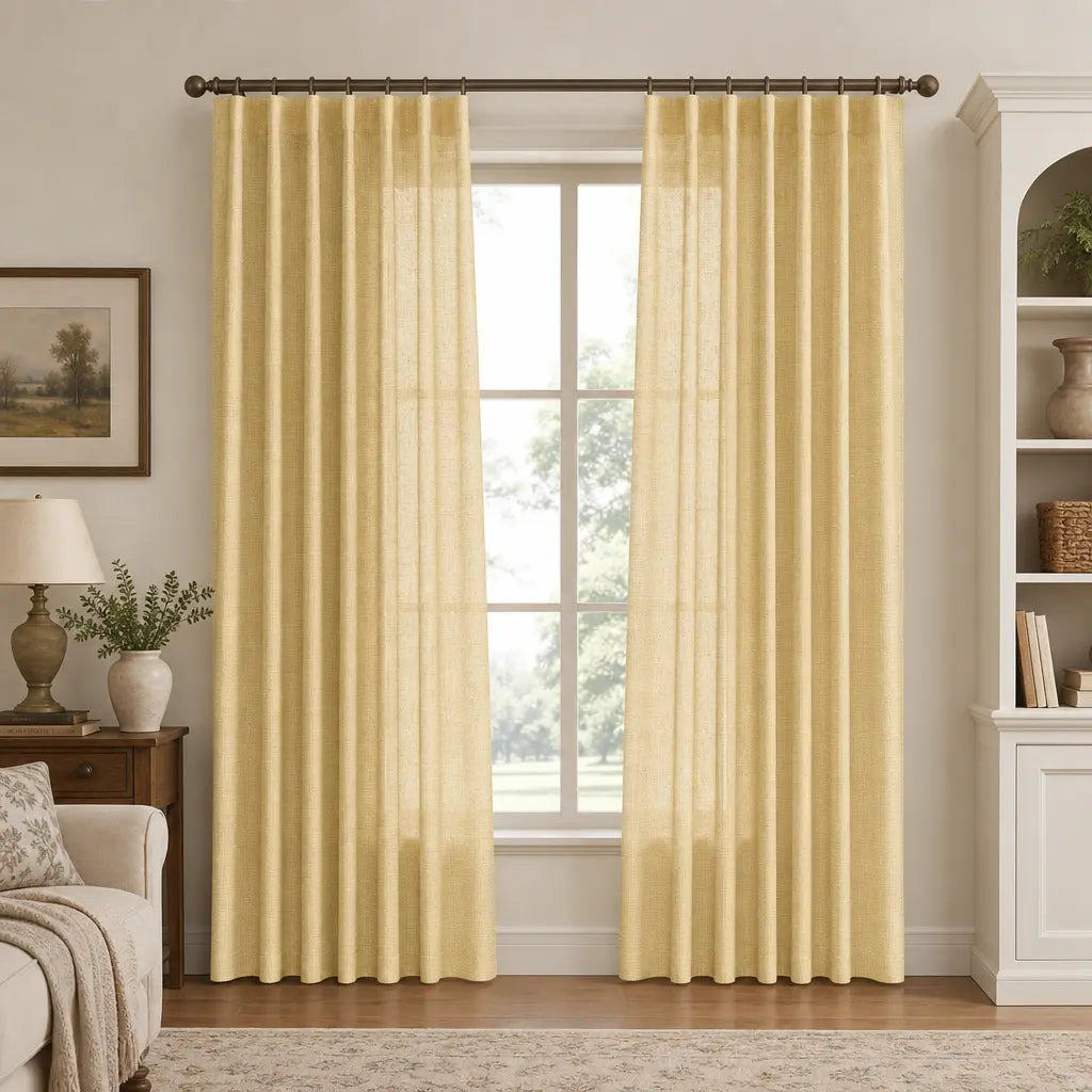 Custom Linen Blend Curtains for Living Rooms – Semi-Blackout – color 1038-B07