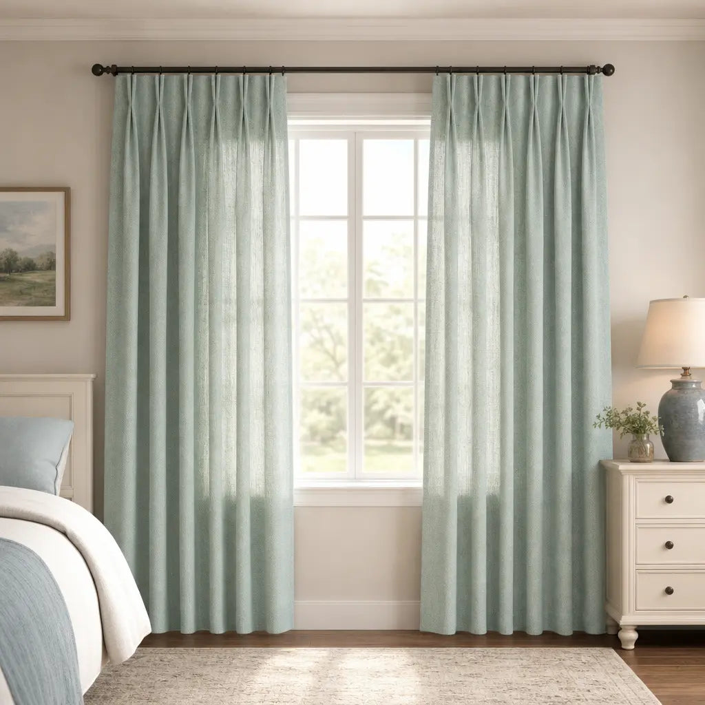 Custom Linen Blend Curtains for Living Rooms – Semi-Blackout – color 1038-B08