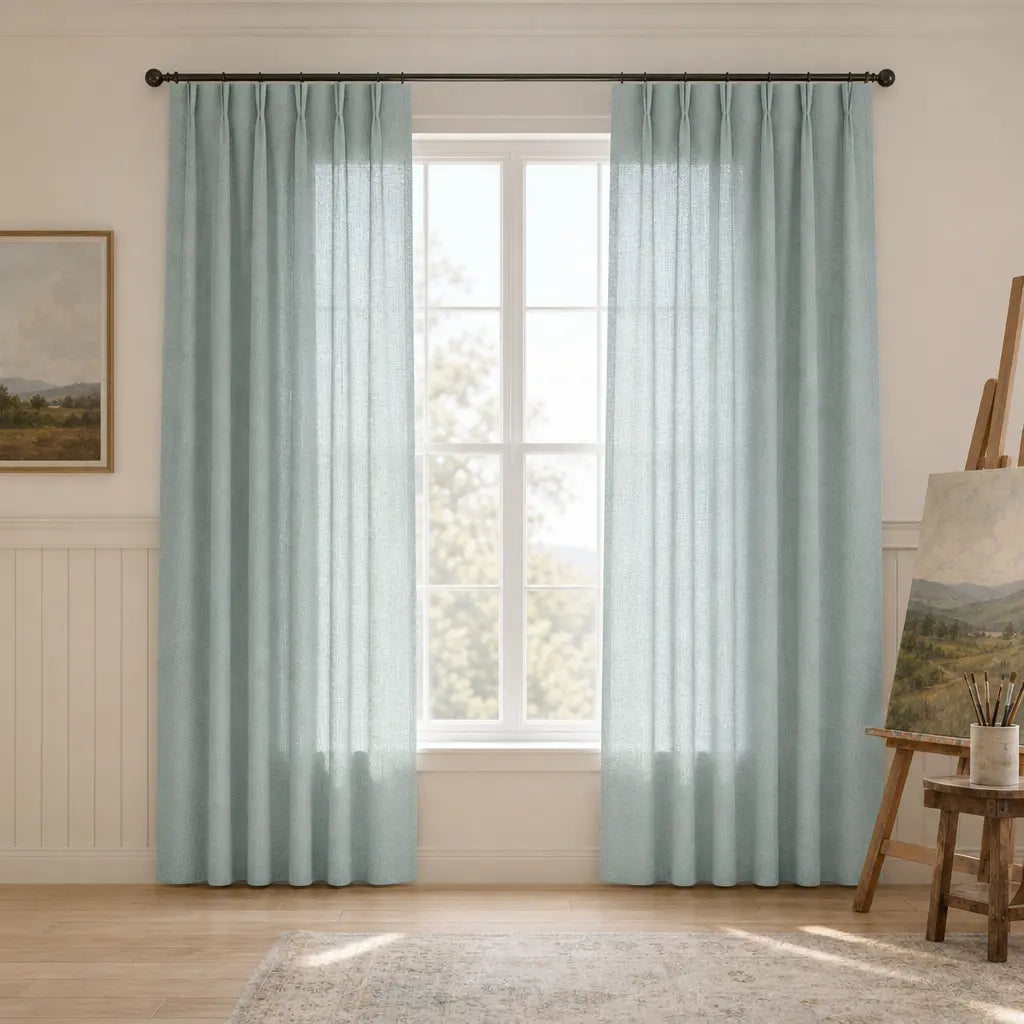 Custom Linen Blend Curtains for Living Rooms – Semi-Blackout – color 1038-B09