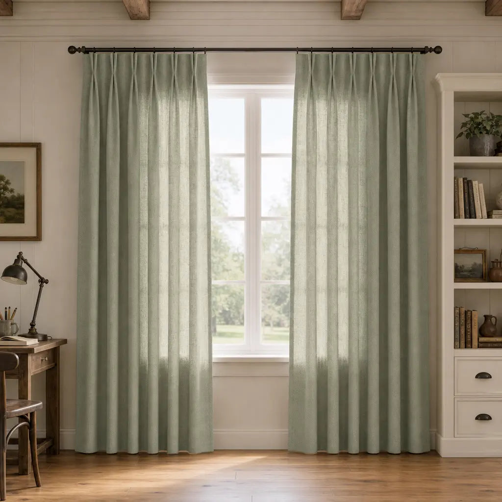 Custom Linen Blend Curtains for Living Rooms – Semi-Blackout – color 1038-B10