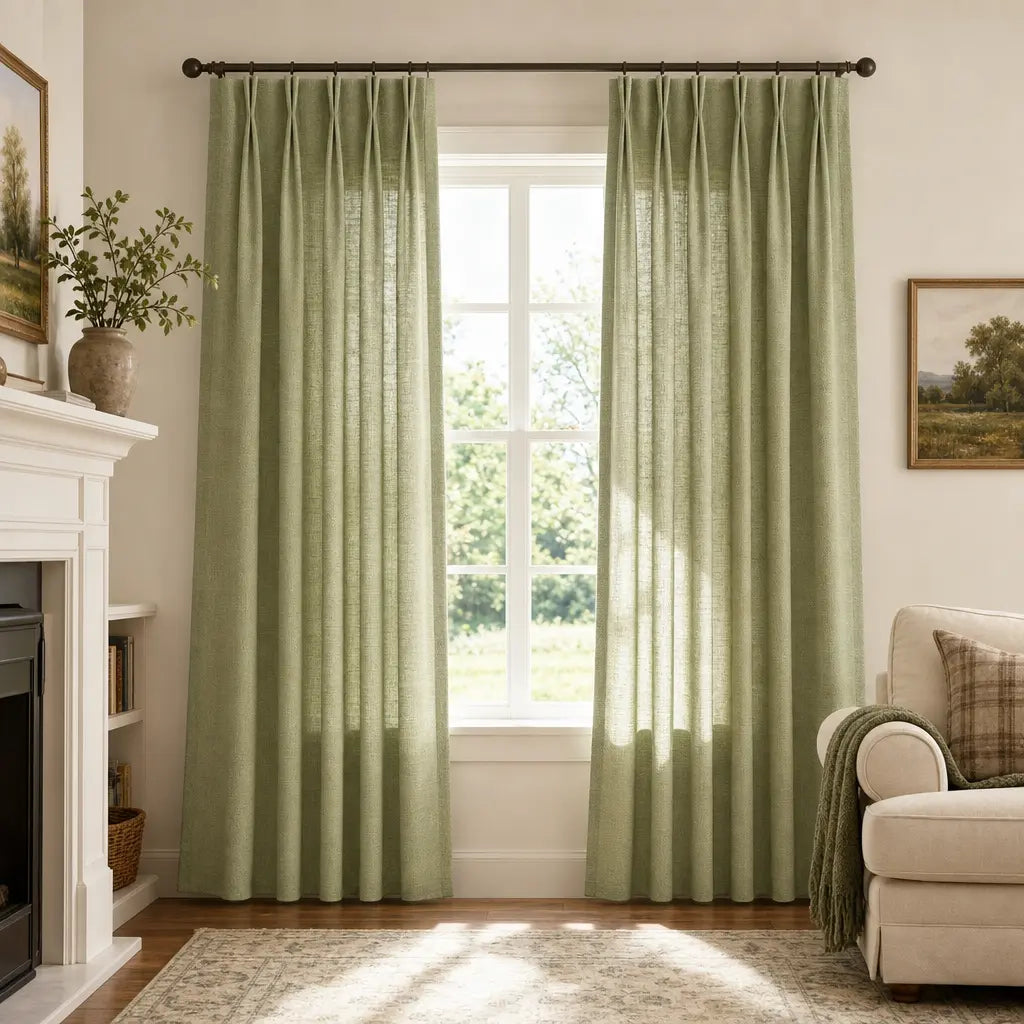 Custom Linen Blend Curtains for Living Rooms – Semi-Blackout – color 1038-B11