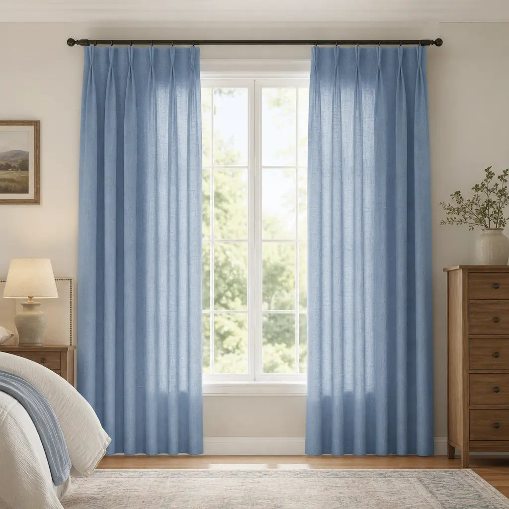 Custom Linen Blend Curtains for Living Rooms – Semi-Blackout – color 1038-B12
