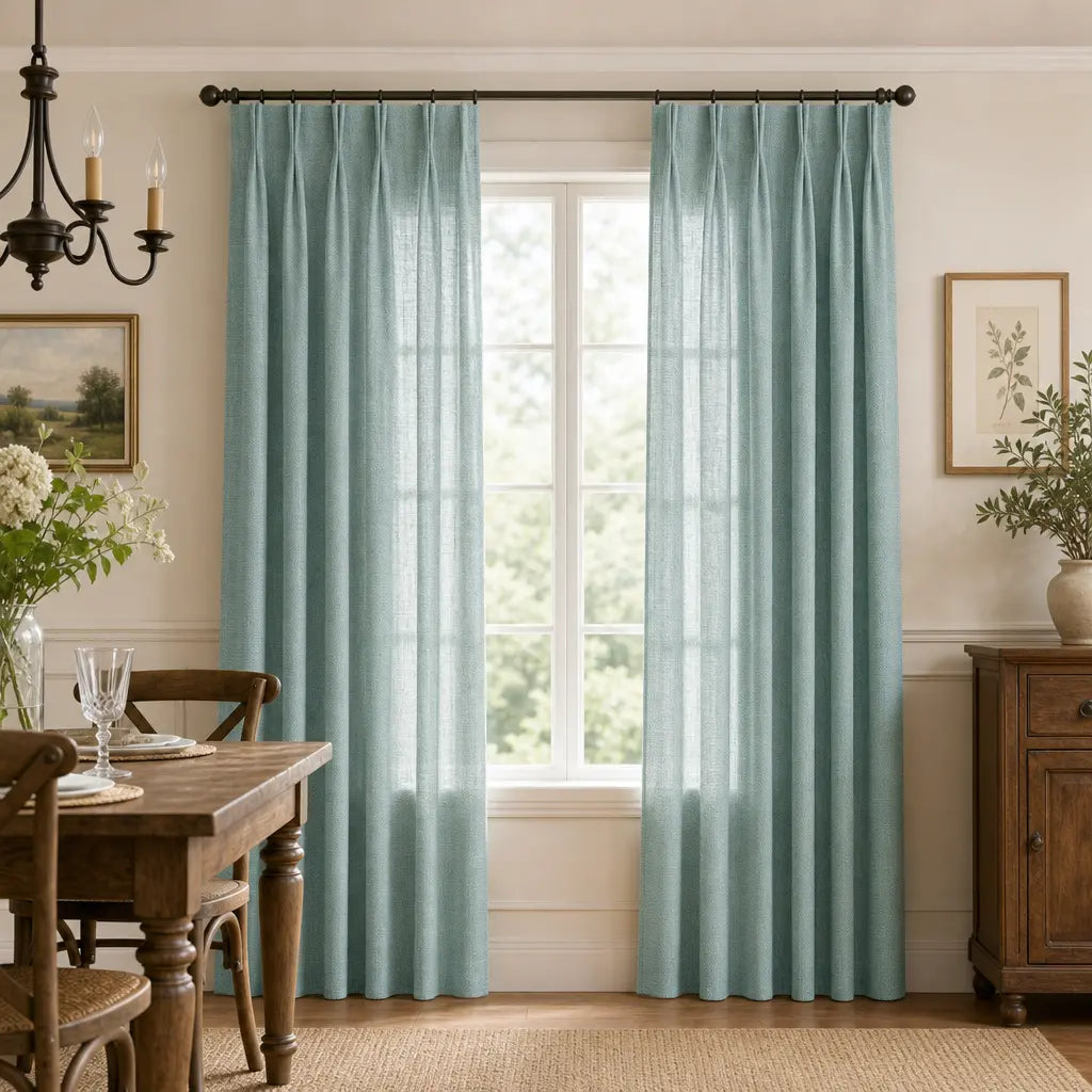 Custom Linen Blend Curtains for Living Rooms – Semi-Blackout – color 1038-B13