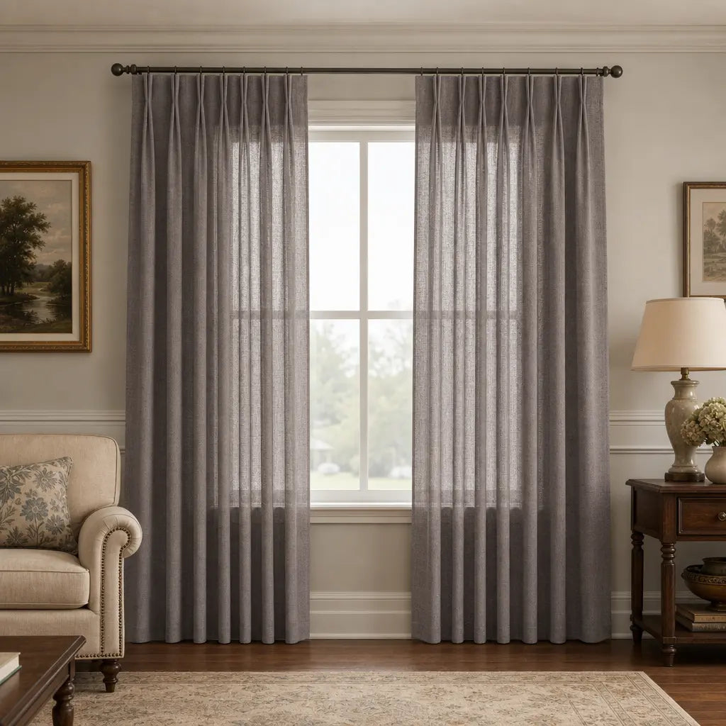 Custom Linen Blend Curtains for Living Rooms – Semi-Blackout – color 1038-B15