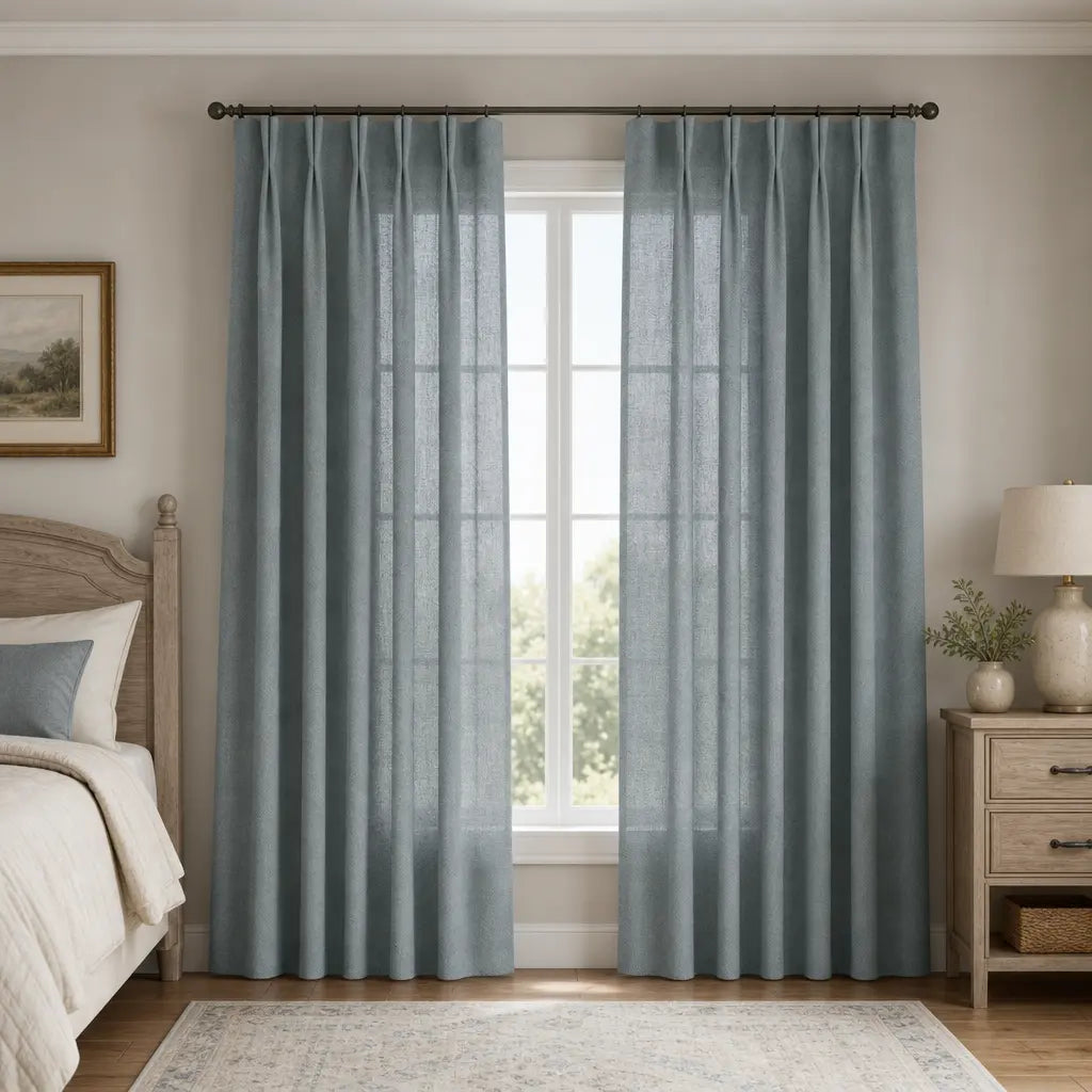 Custom Linen Blend Curtains for Living Rooms – Semi-Blackout – color 1038-B16