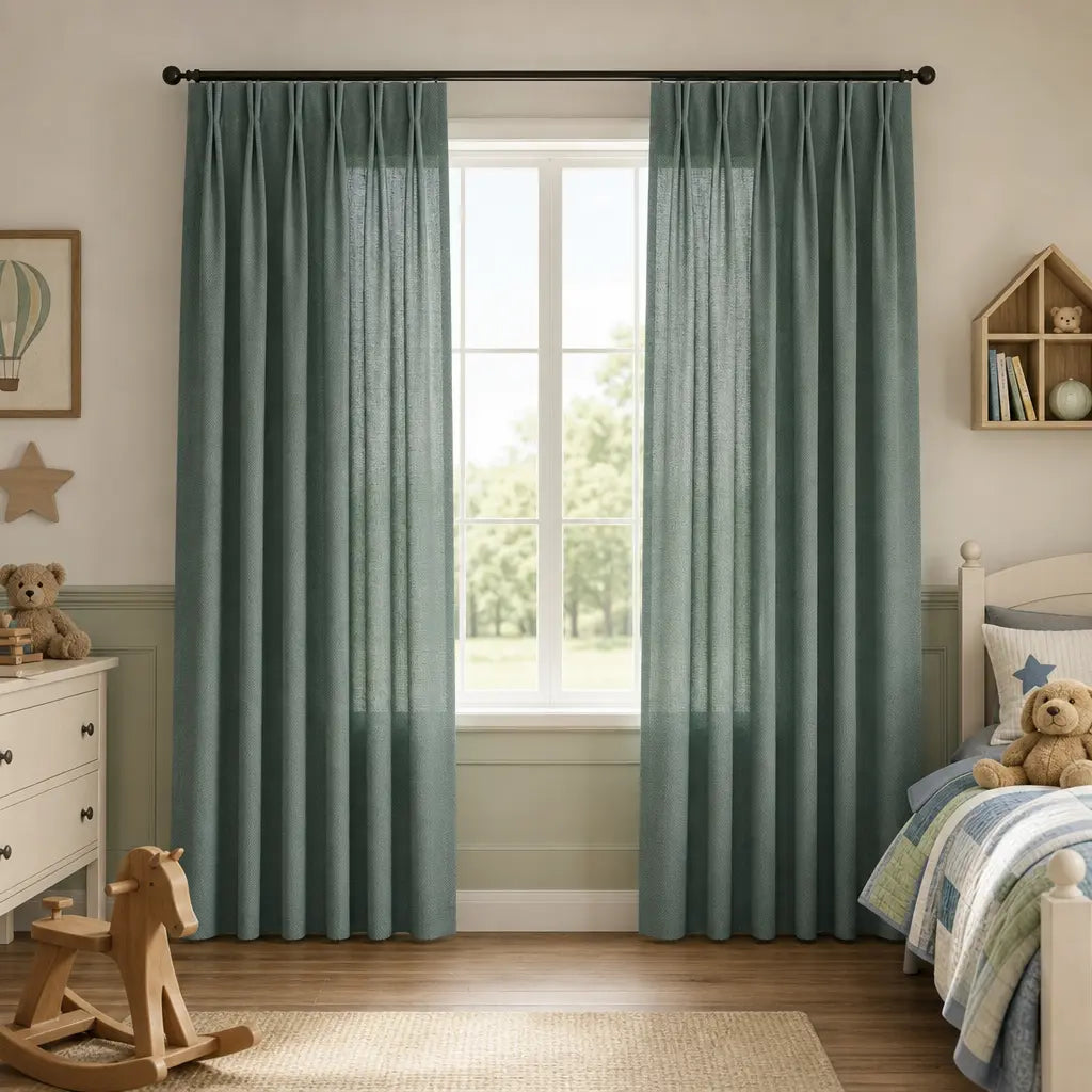 Custom Linen Blend Curtains for Living Rooms – Semi-Blackout – color 1038-B17
