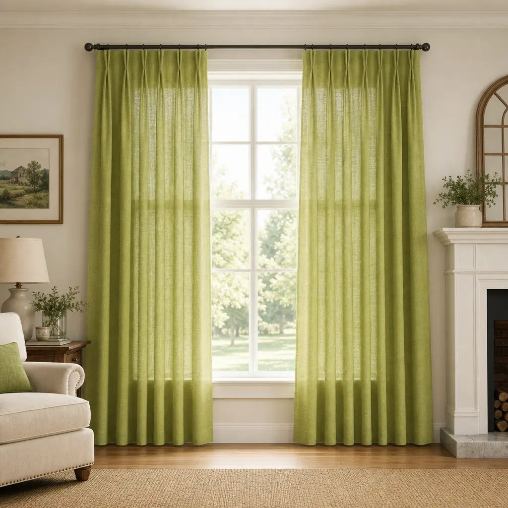Custom Linen Blend Curtains for Living Rooms – Semi-Blackout – color 1038-B19