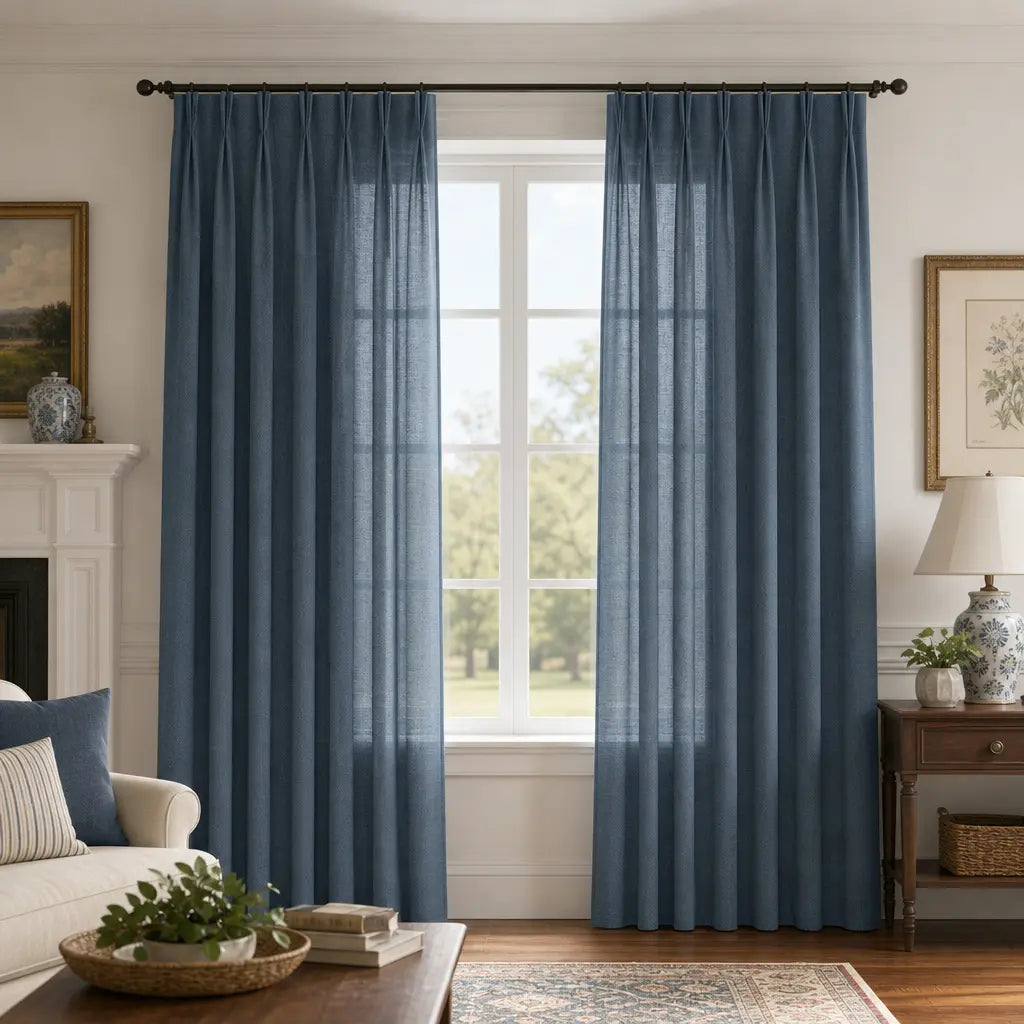 Custom Linen Blend Curtains for Living Rooms – Semi-Blackout – color 1038-B22