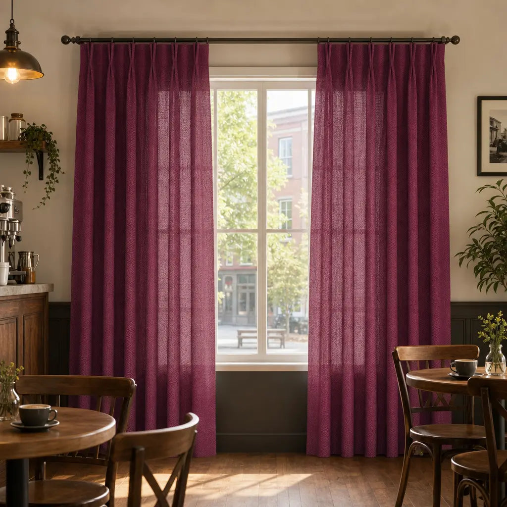 Custom Linen Blend Curtains for Living Rooms – Semi-Blackout – color 1038-B24