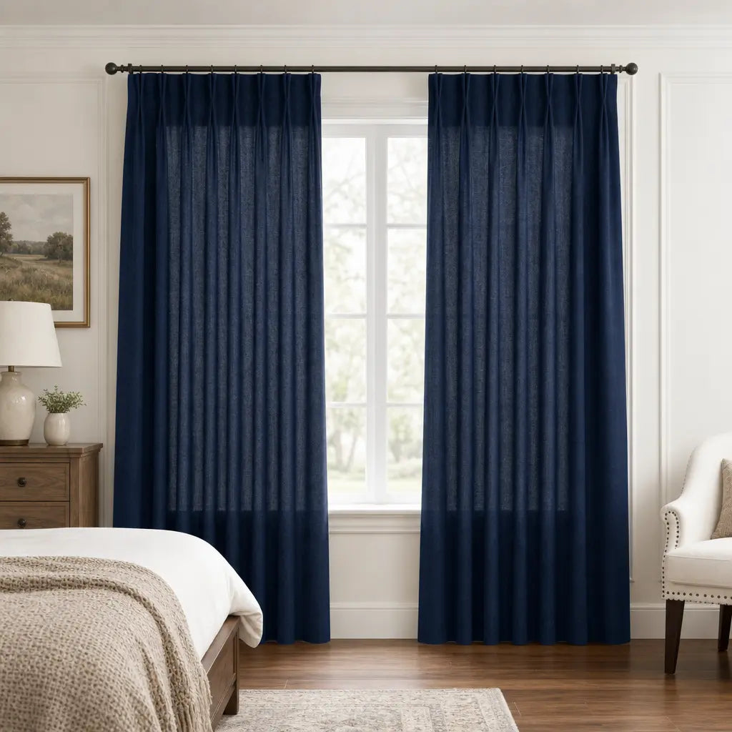 Custom Linen Blend Curtains for Living Rooms – Semi-Blackout – color 1038-B28