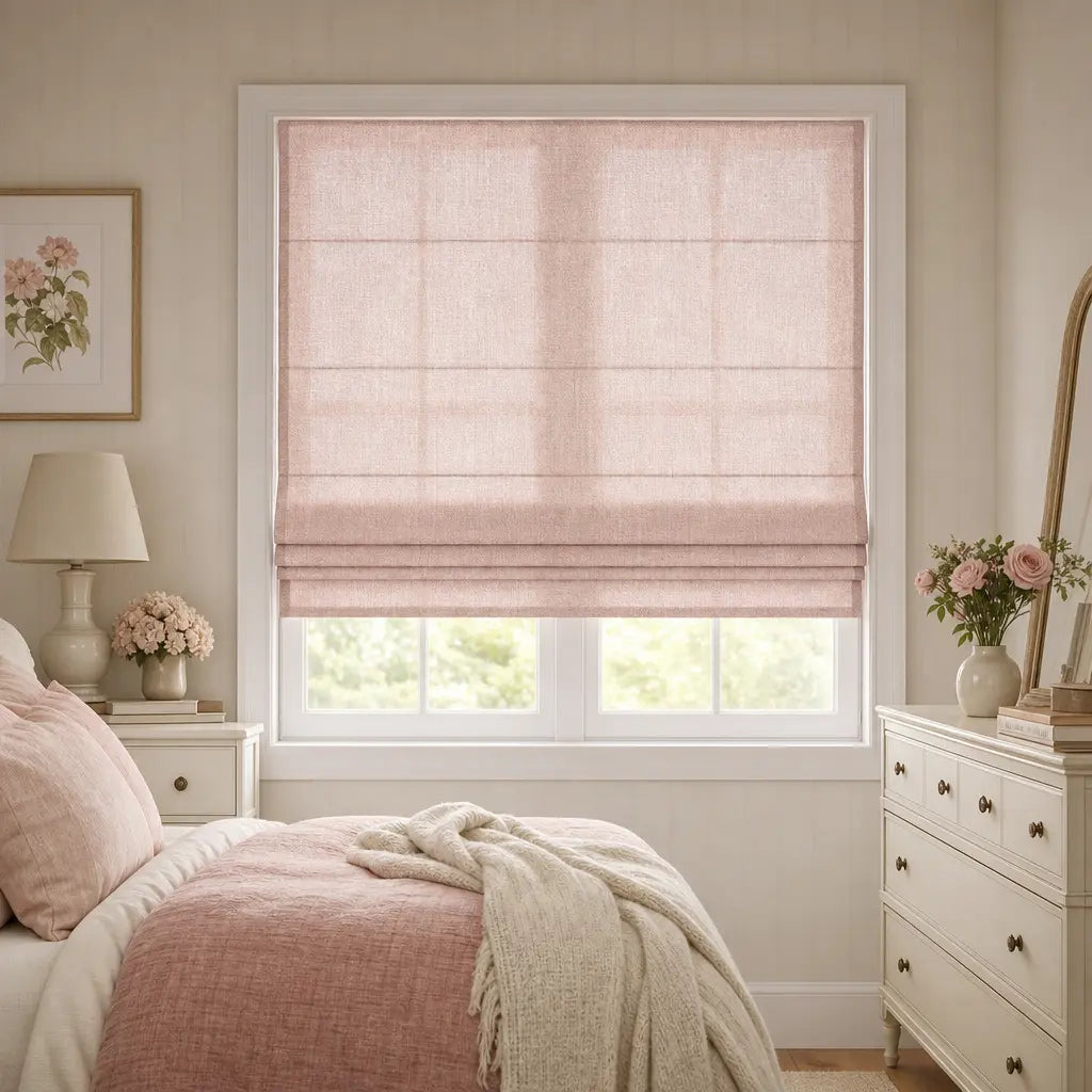 Custom Linen Blend Roman Shades – Semi-Blackout – color 1038-C03