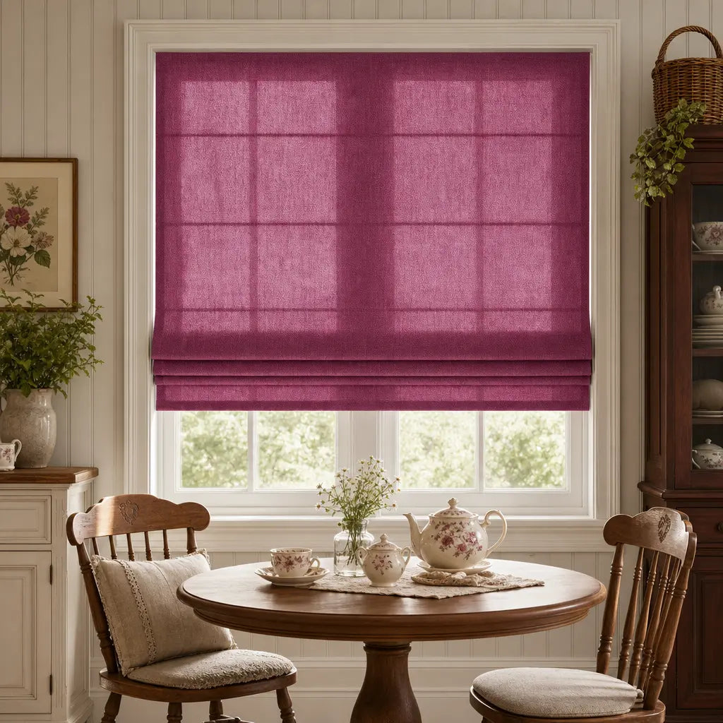 Custom Linen Blend Roman Shades – Semi-Blackout – color 1038-C24