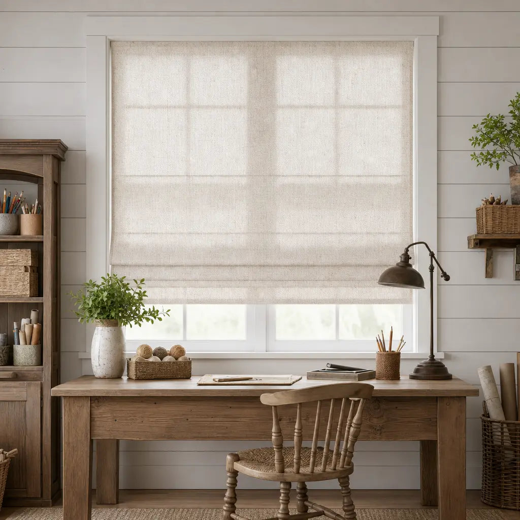 Custom Linen Blend Roman Shades – Light Filtering – color 1038-D01