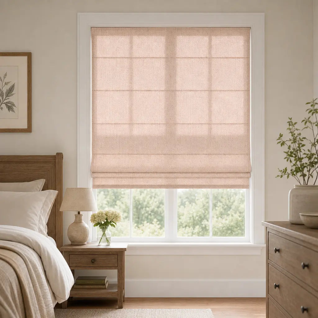 Custom Linen Blend Roman Shades – Light Filtering – color 1038-D03