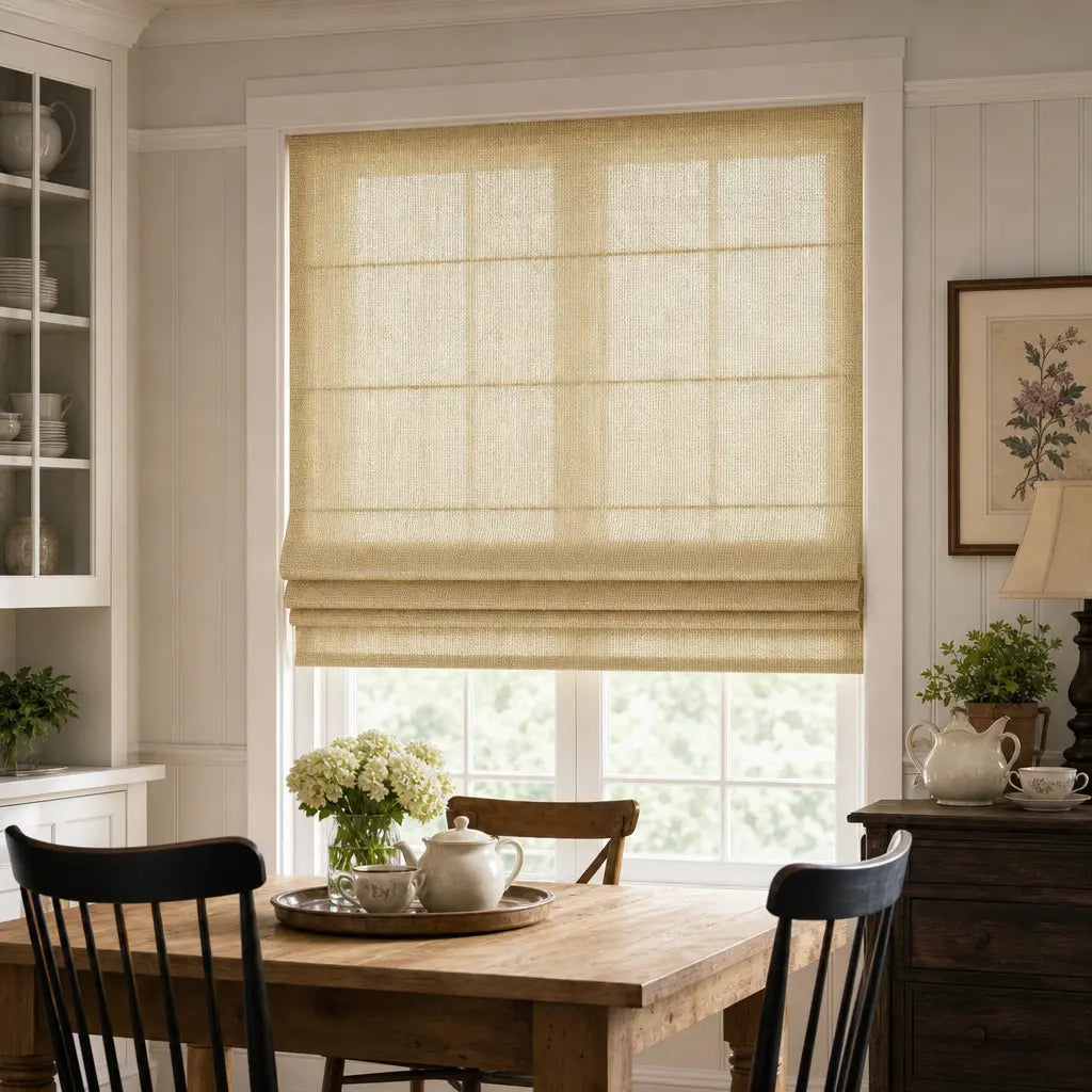 Custom Linen Blend Roman Shades – Light Filtering – color 1038-D07
