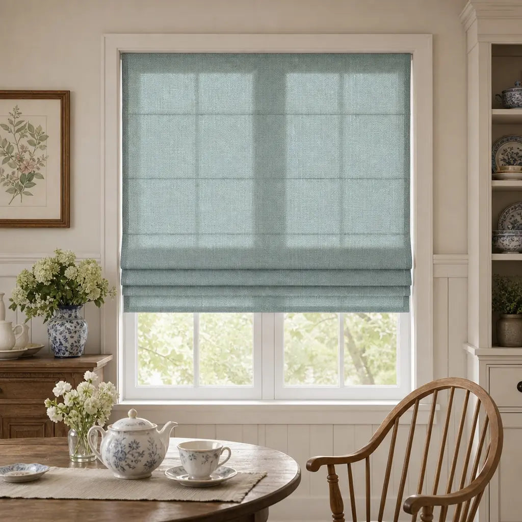 Custom Linen Blend Roman Shades – Light Filtering – color 1038-D09