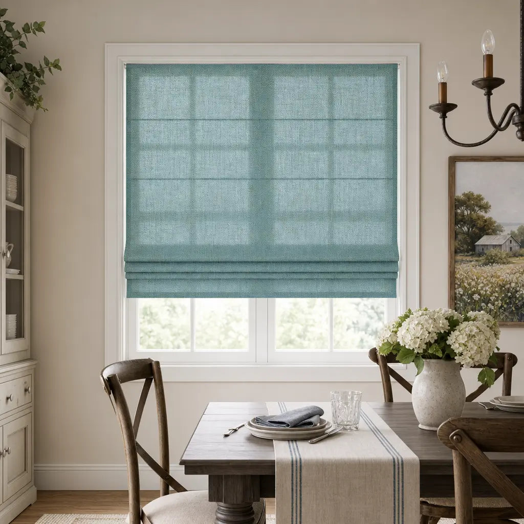 Custom Linen Blend Roman Shades – Light Filtering – color 1038-D13