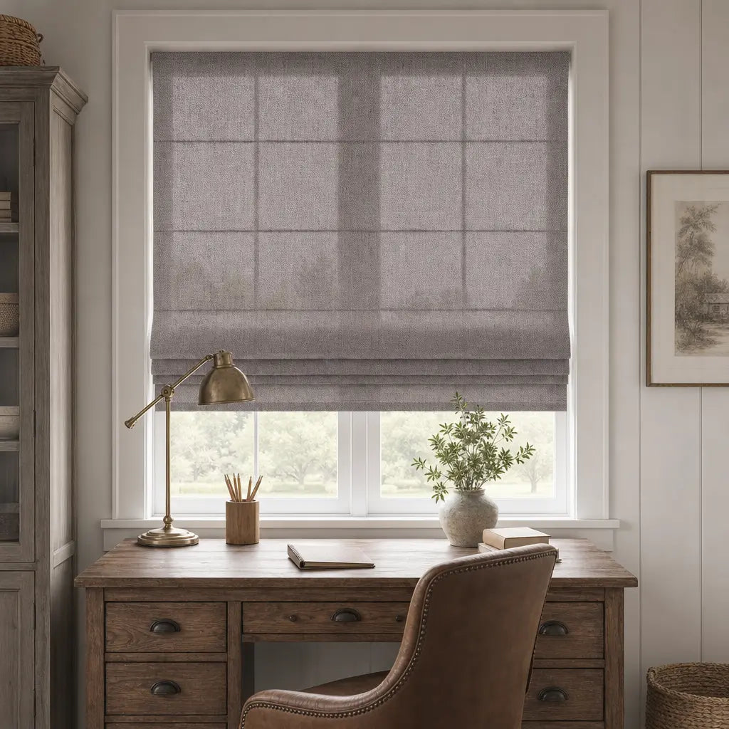 Custom Linen Blend Roman Shades – Light Filtering – color 1038-D15
