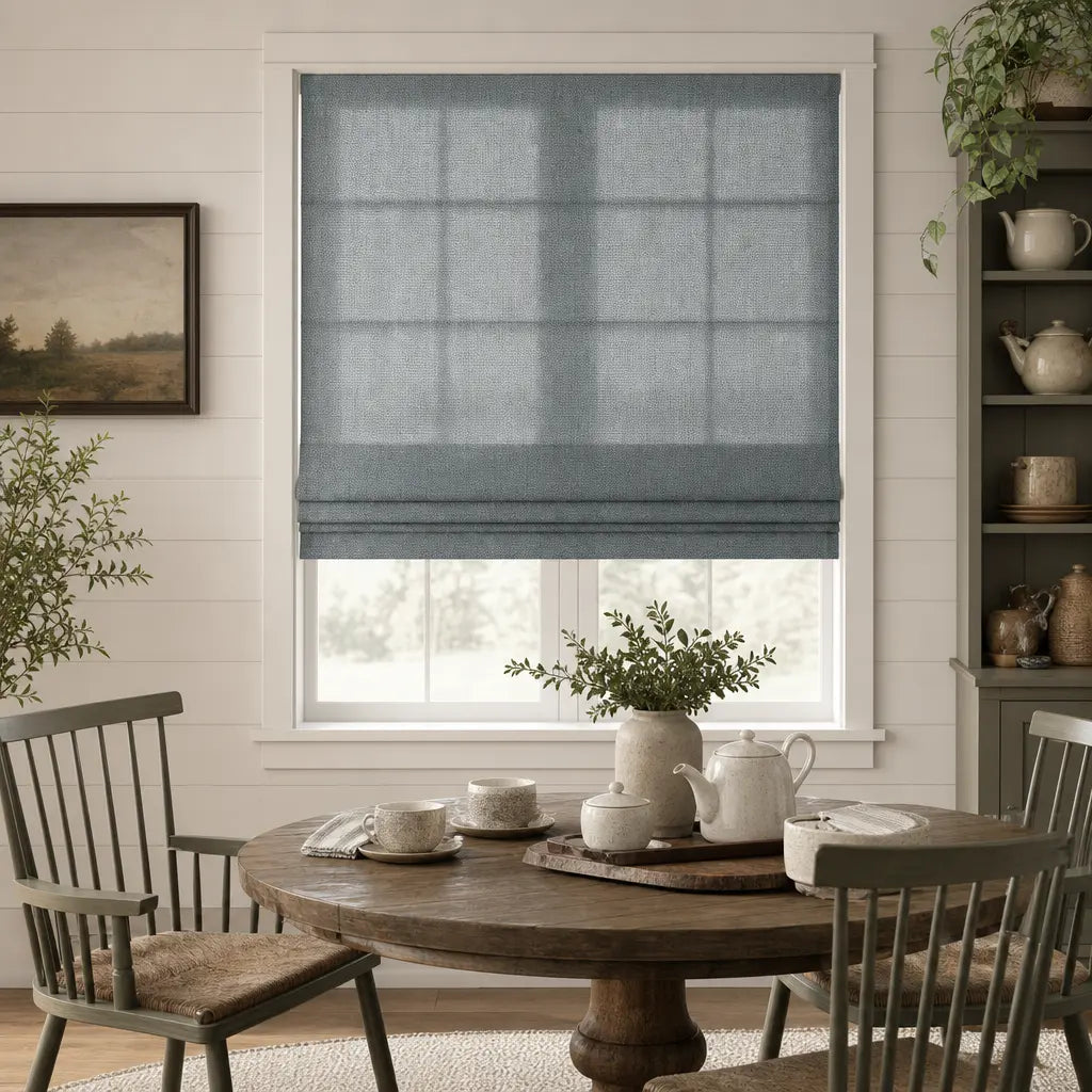 Custom Linen Blend Roman Shades – Light Filtering – color 1038-D16