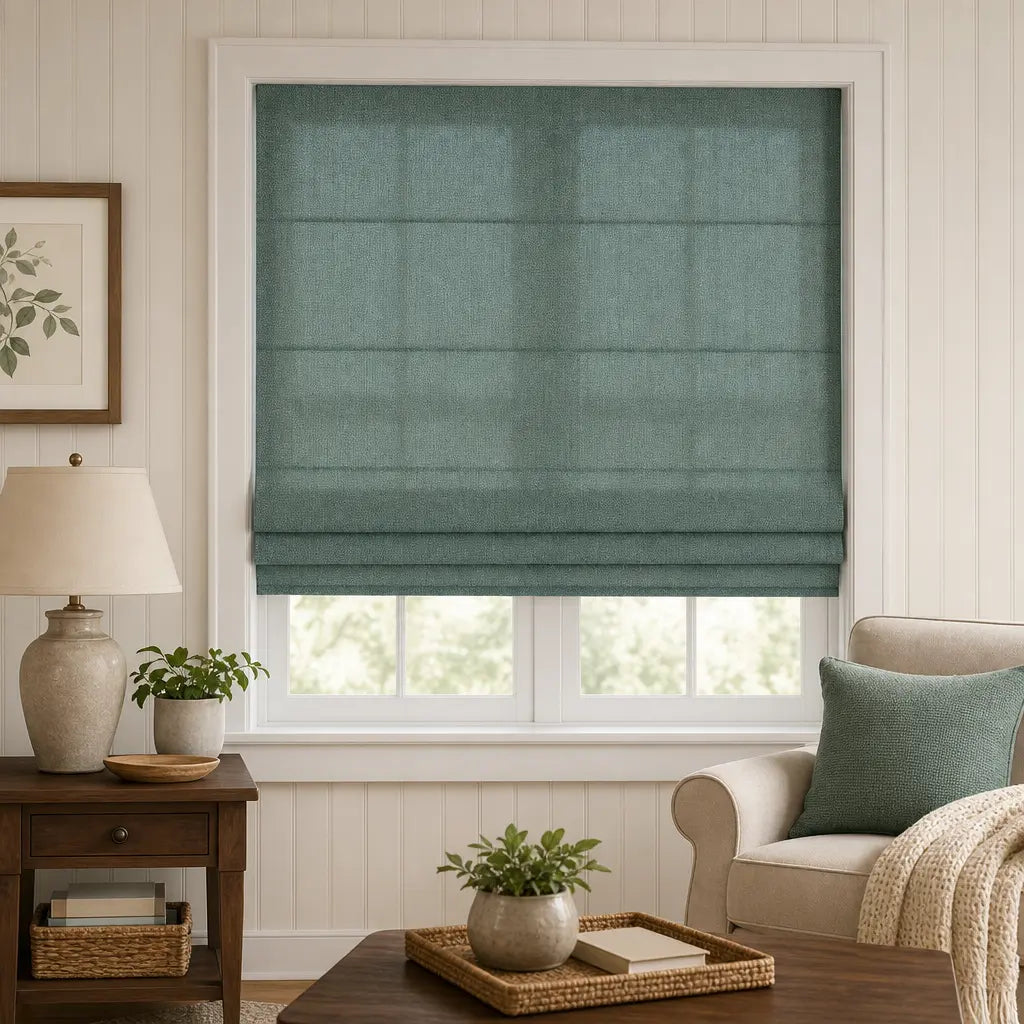 Custom Linen Blend Roman Shades – Light Filtering – color 1038-D17