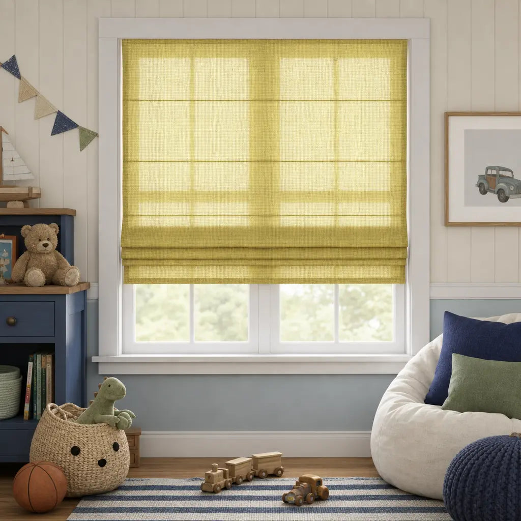 Custom Linen Blend Roman Shades – Light Filtering – color 1038-D18