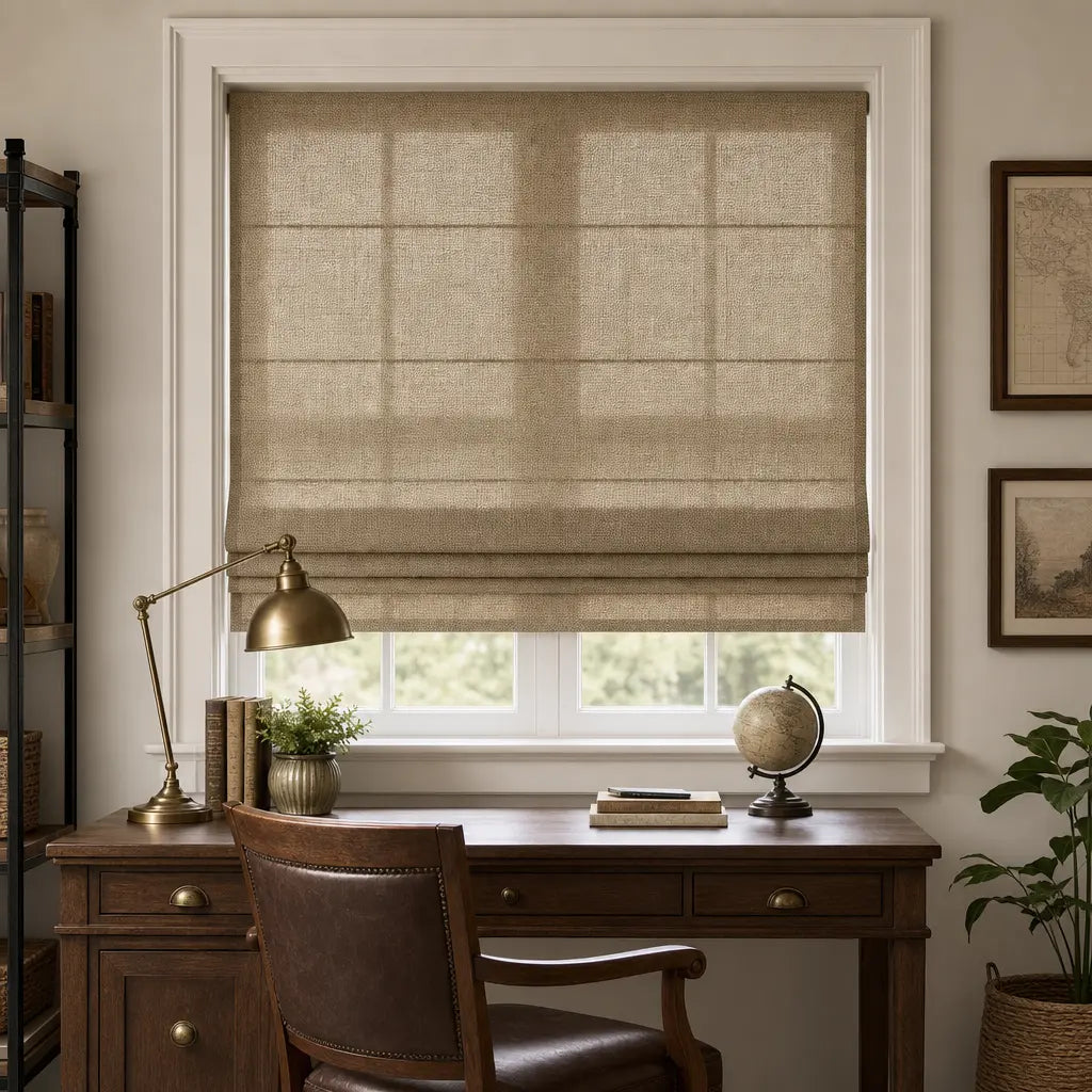 Custom Linen Blend Roman Shades – Light Filtering – color 1038-D20