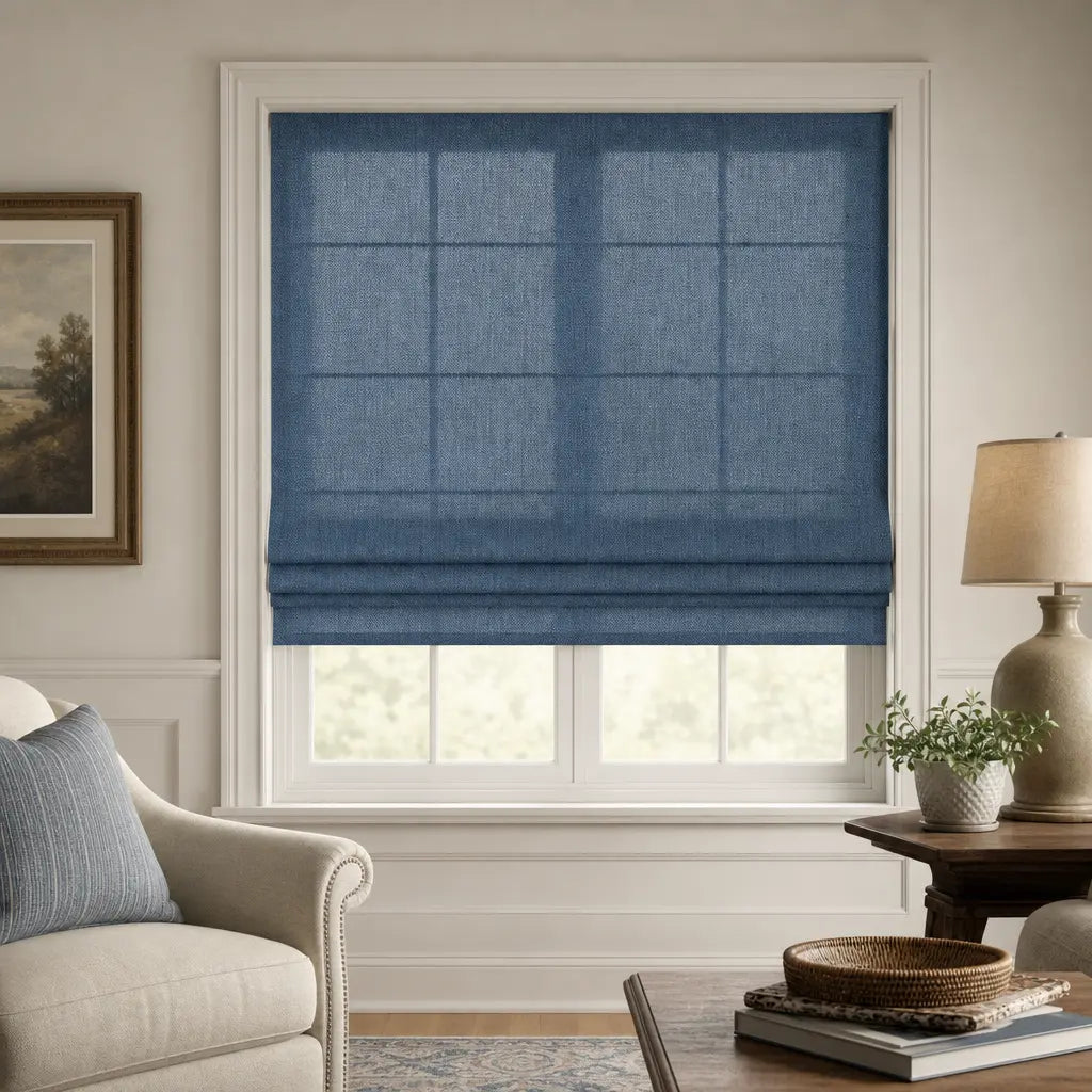 Custom Linen Blend Roman Shades – Light Filtering – color 1038-D22