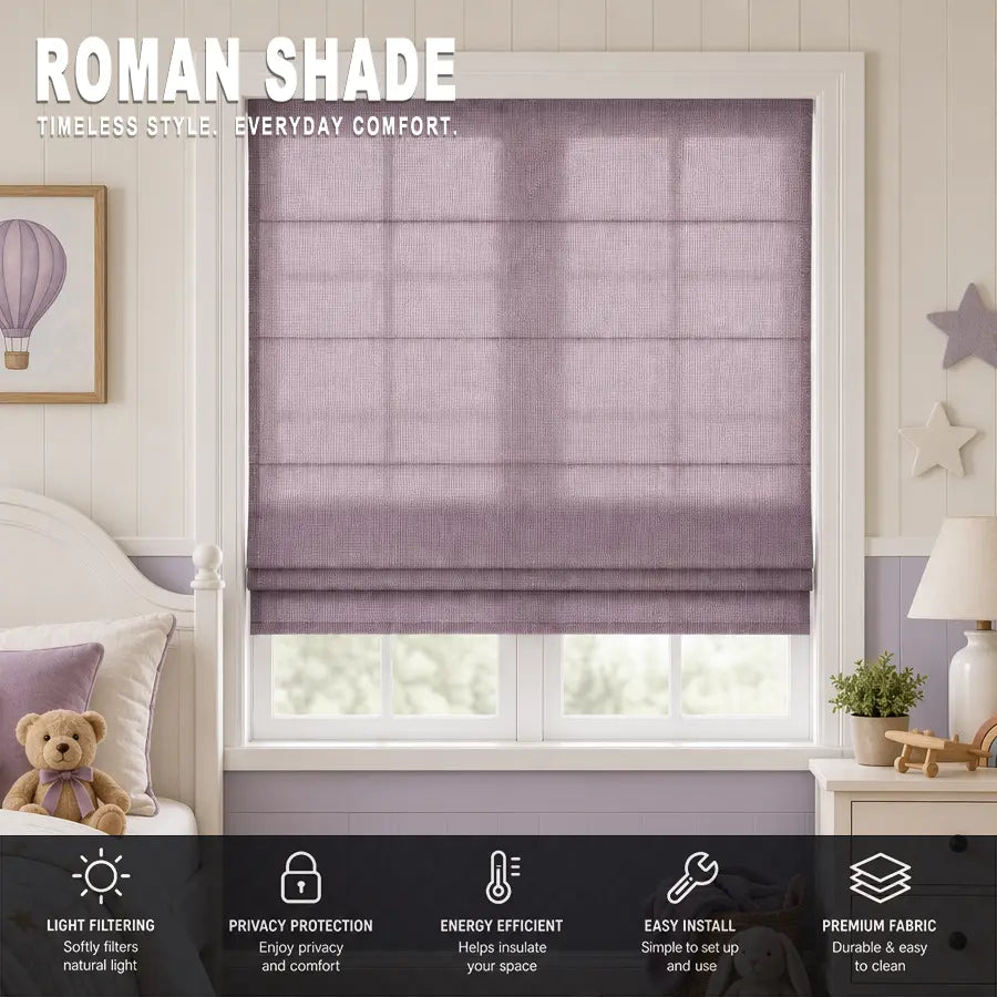 Custom Semi-Blackout Roman Shades – Soft Light & Privacy – color 1038F-23