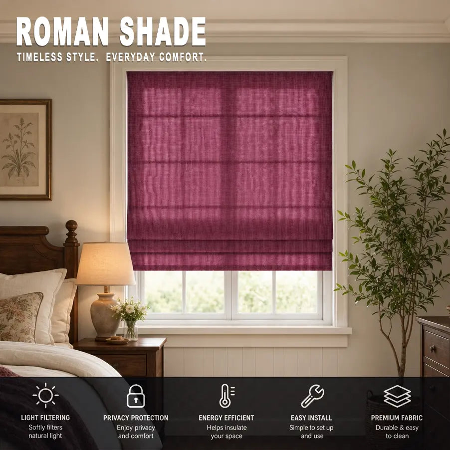 Custom Semi-Blackout Roman Shades – Soft Light & Privacy – color 1038F-24